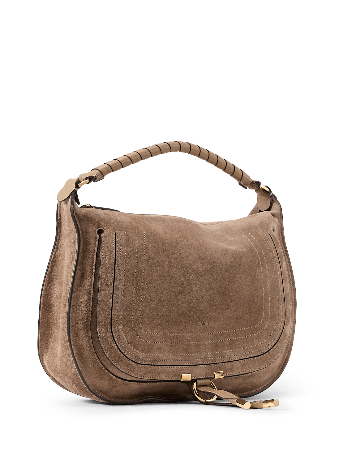 Large Marcie handbag in suede calfskin CHLOÉ Grey