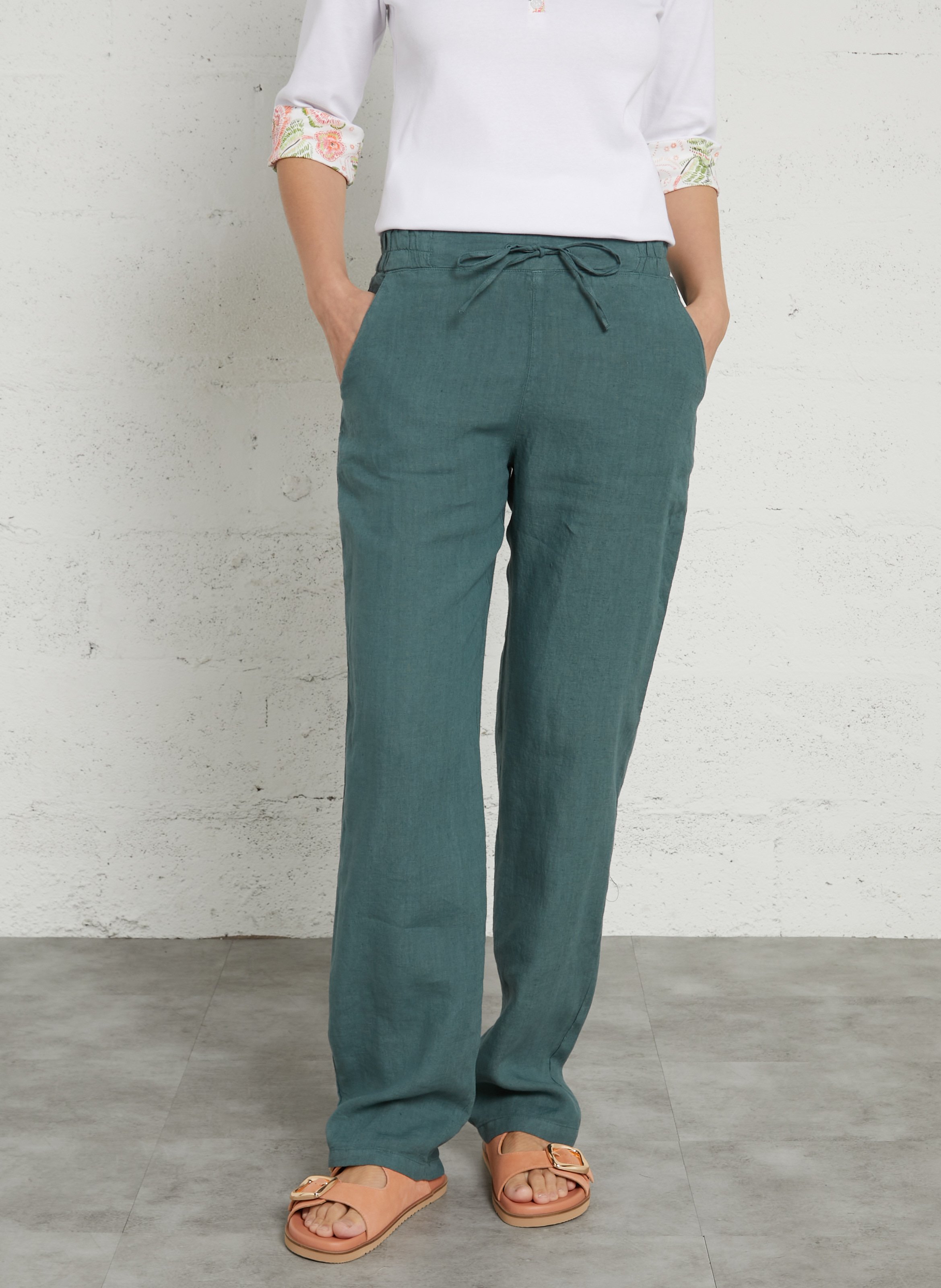 Pantalon droit en lin ARMOR-LUX Vert