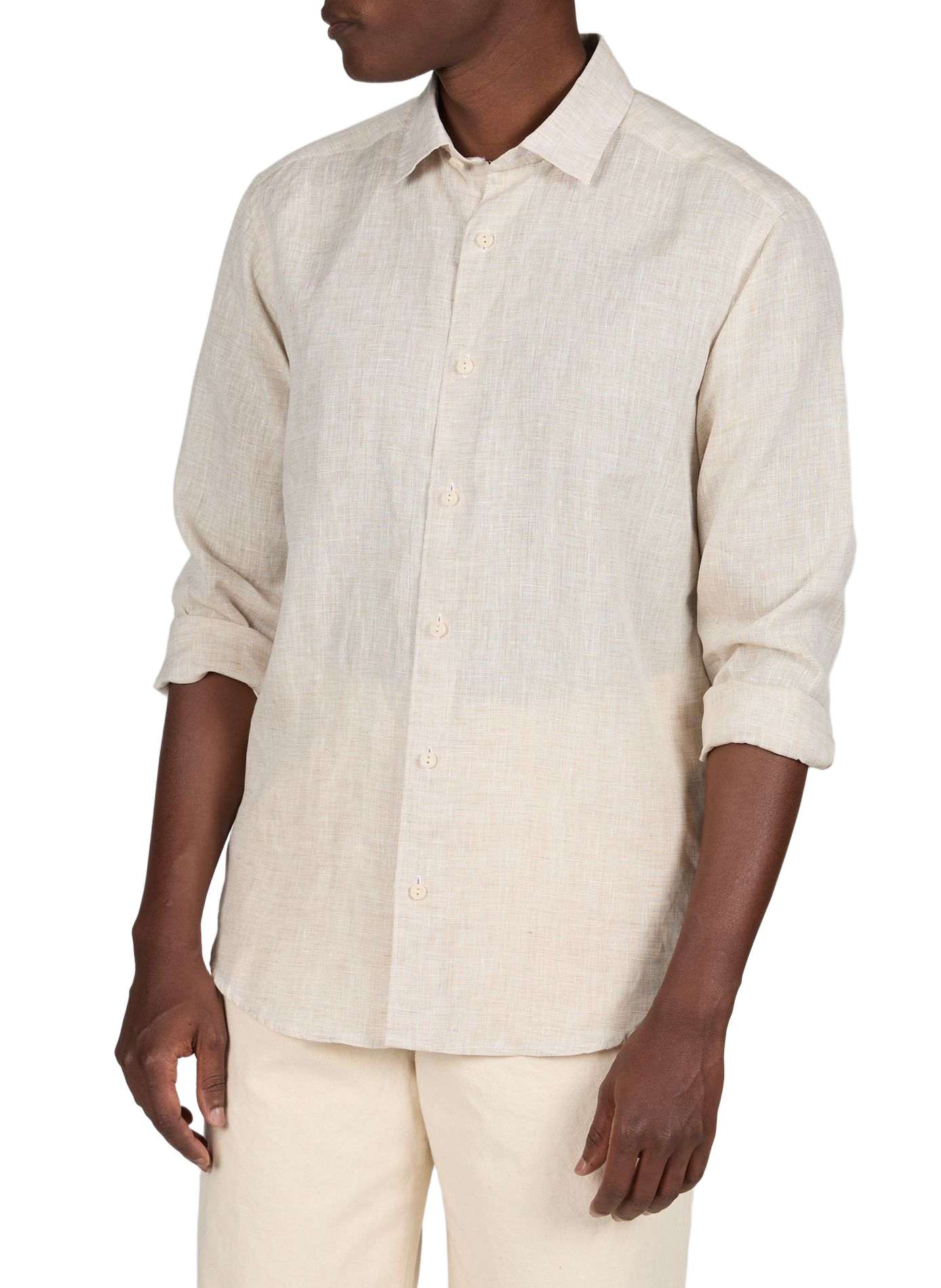 Chemise droite en lin ETON Beige
