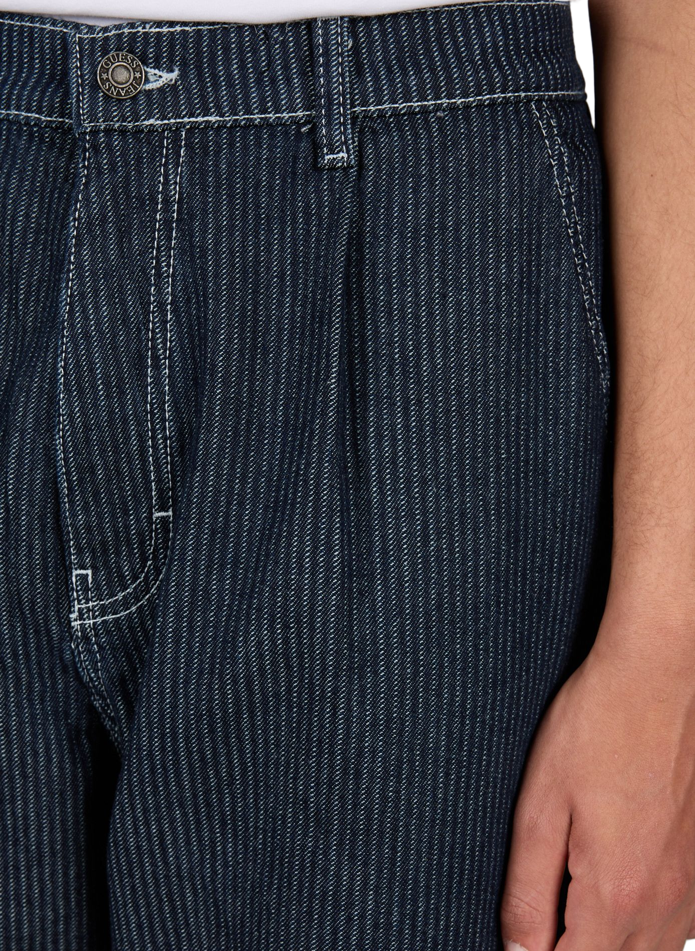 Jean à rayures en coton GUESS Bleu