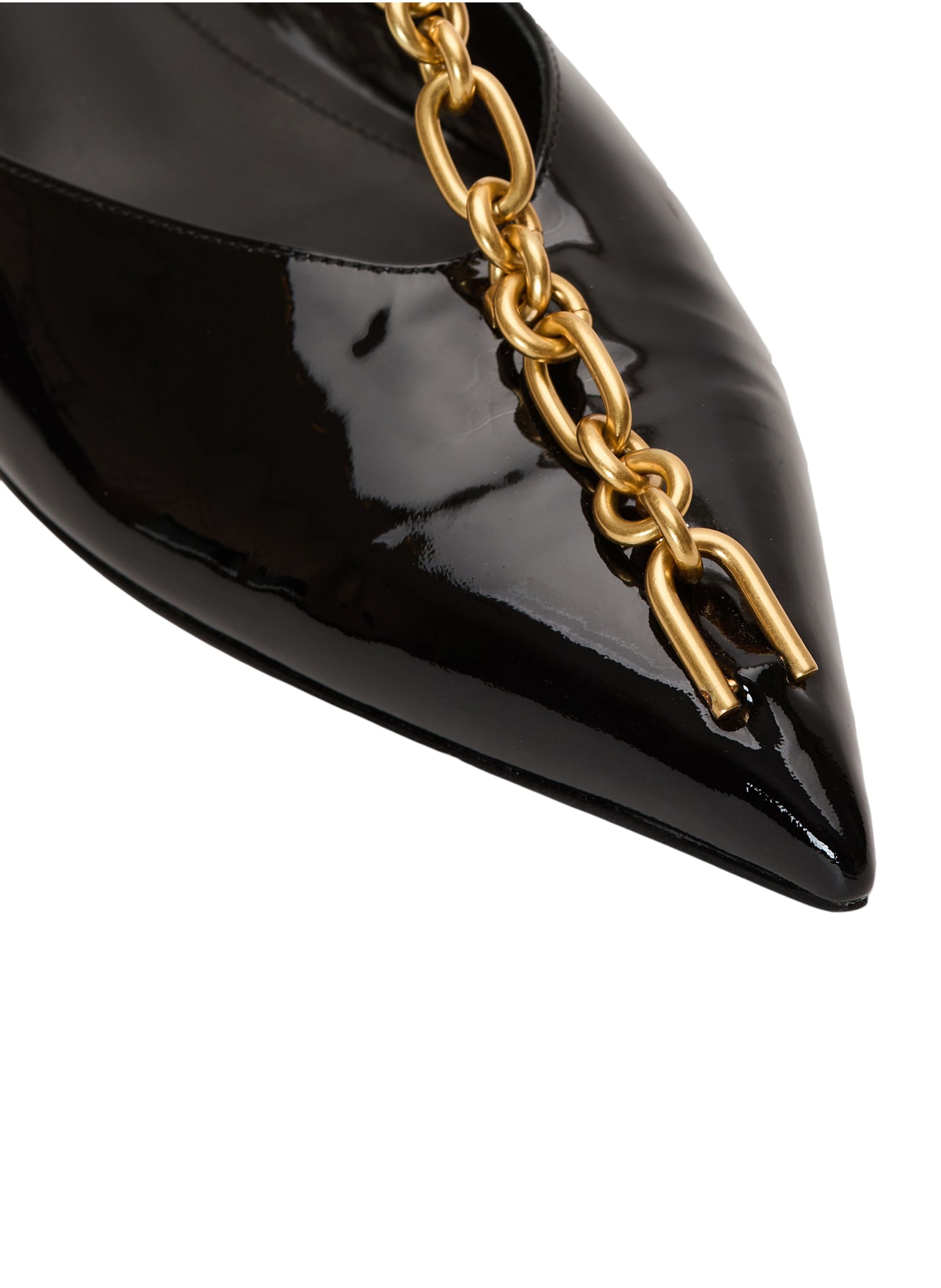 Sandales sync plates en cuir verni avec chaîne BALMAIN Noir