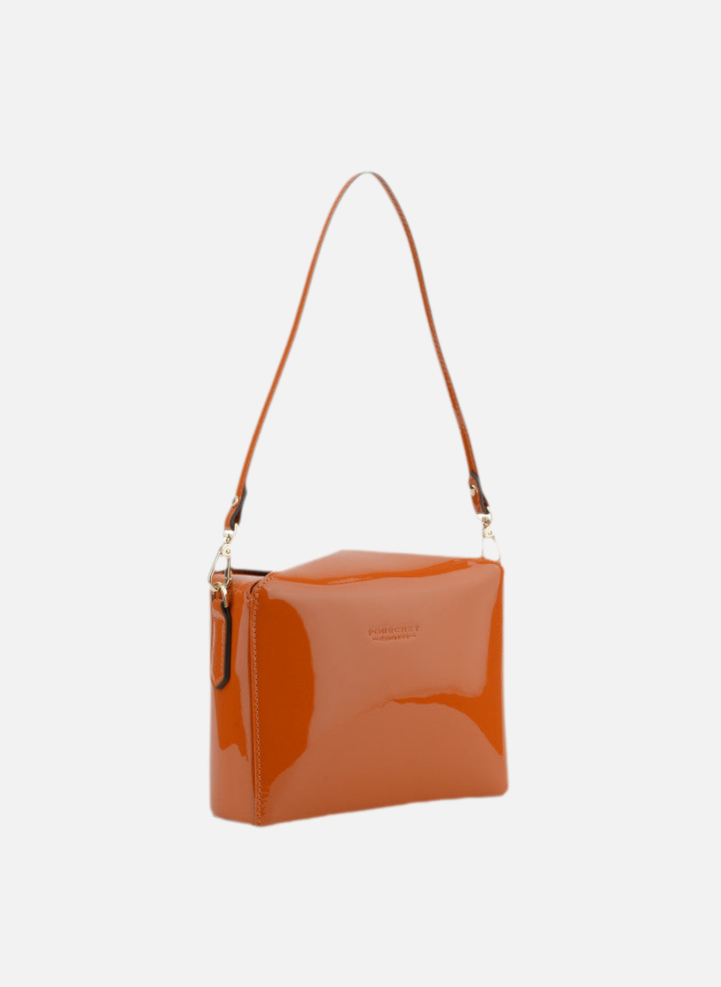 Cassetta vernis | sac porté épaule en cuir de vachette | Doré POURCHET Femme