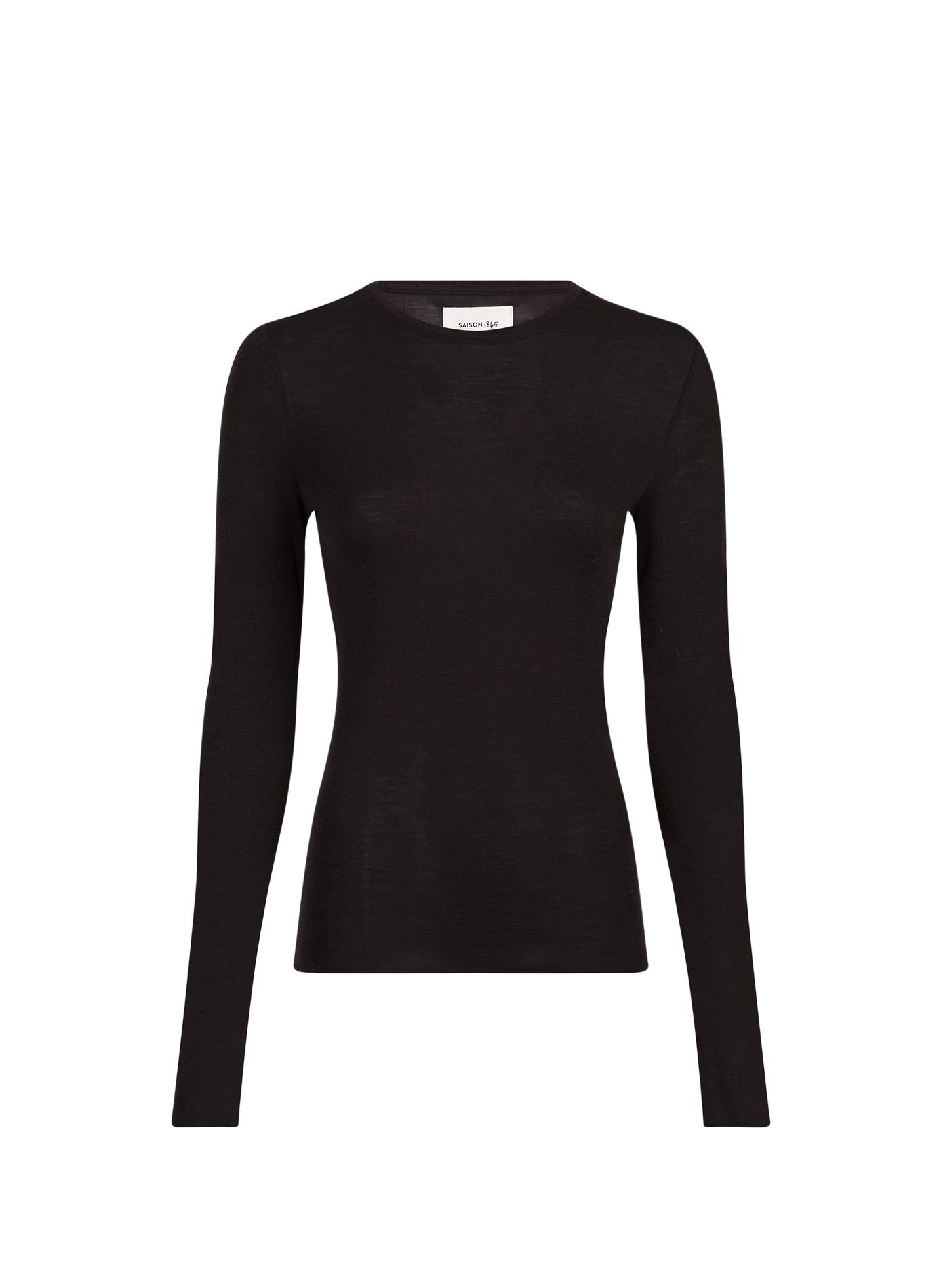 Pull uni à col rond en laine  SAISON 1865 Marron