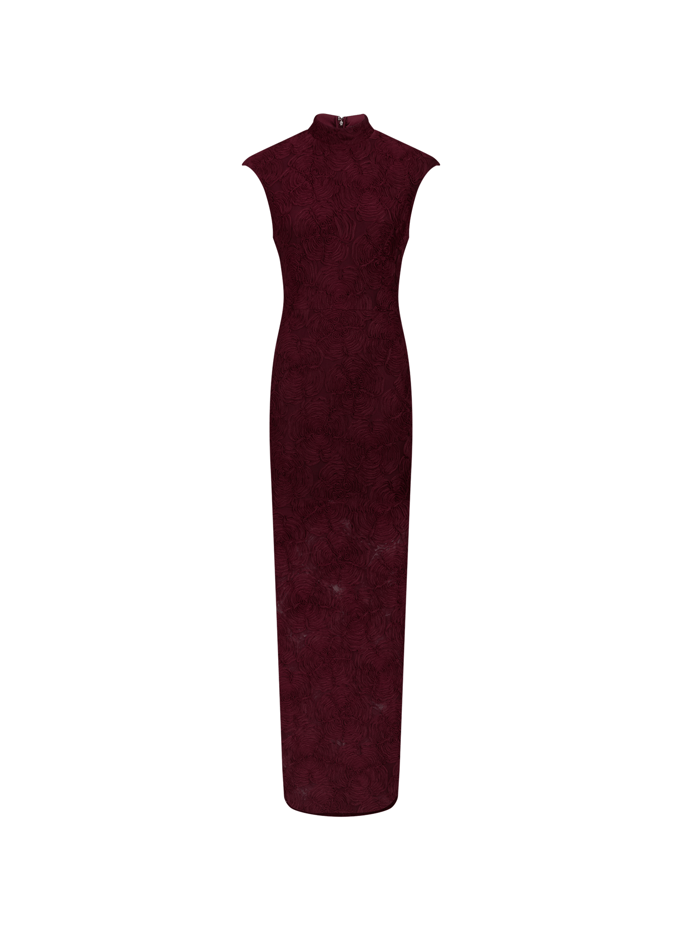 Langes Kleid mit Stehkragen ROTATE Rot