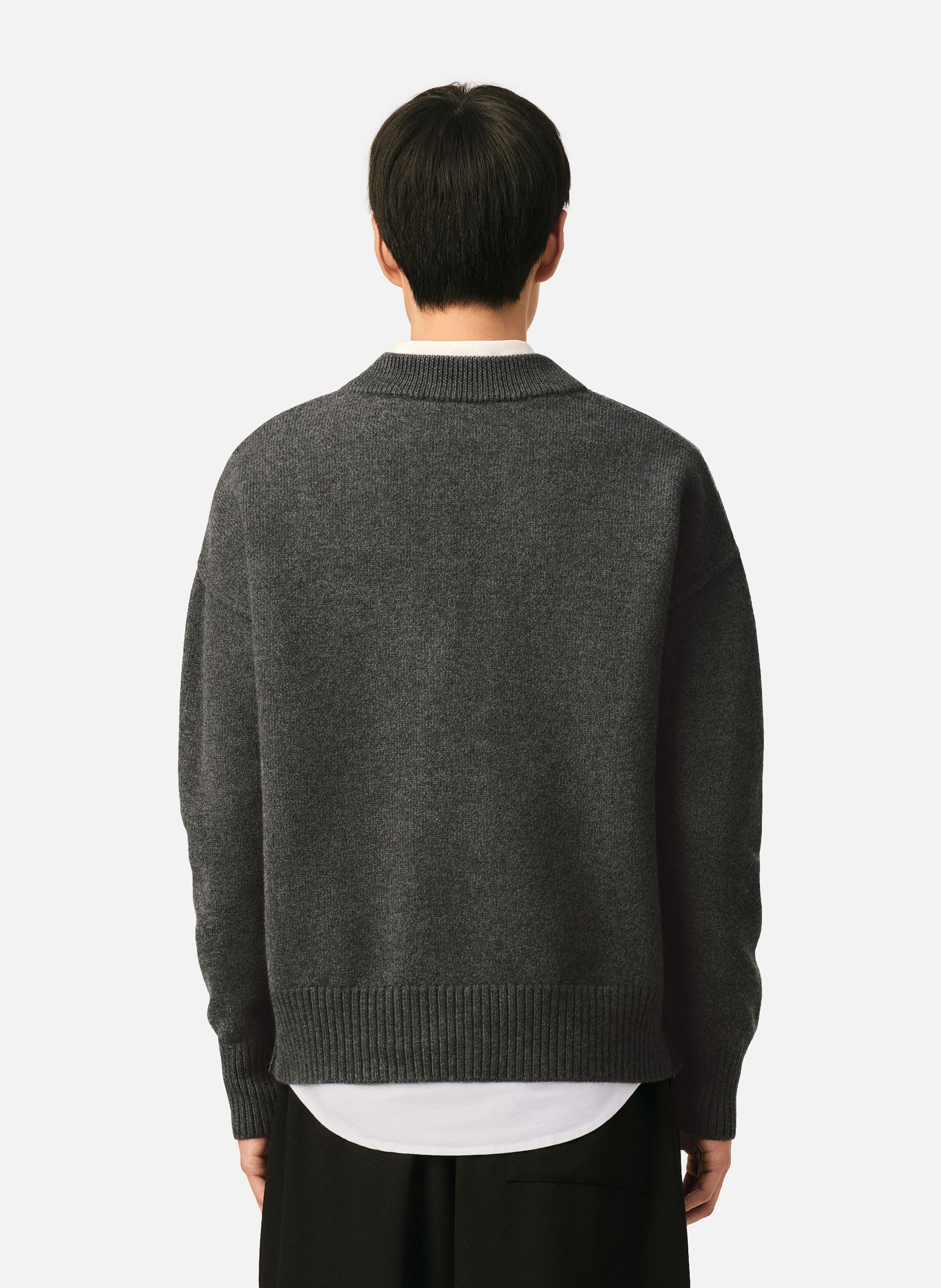 Cardigan unisexe en laine ami de coeur AMI PARIS Gris