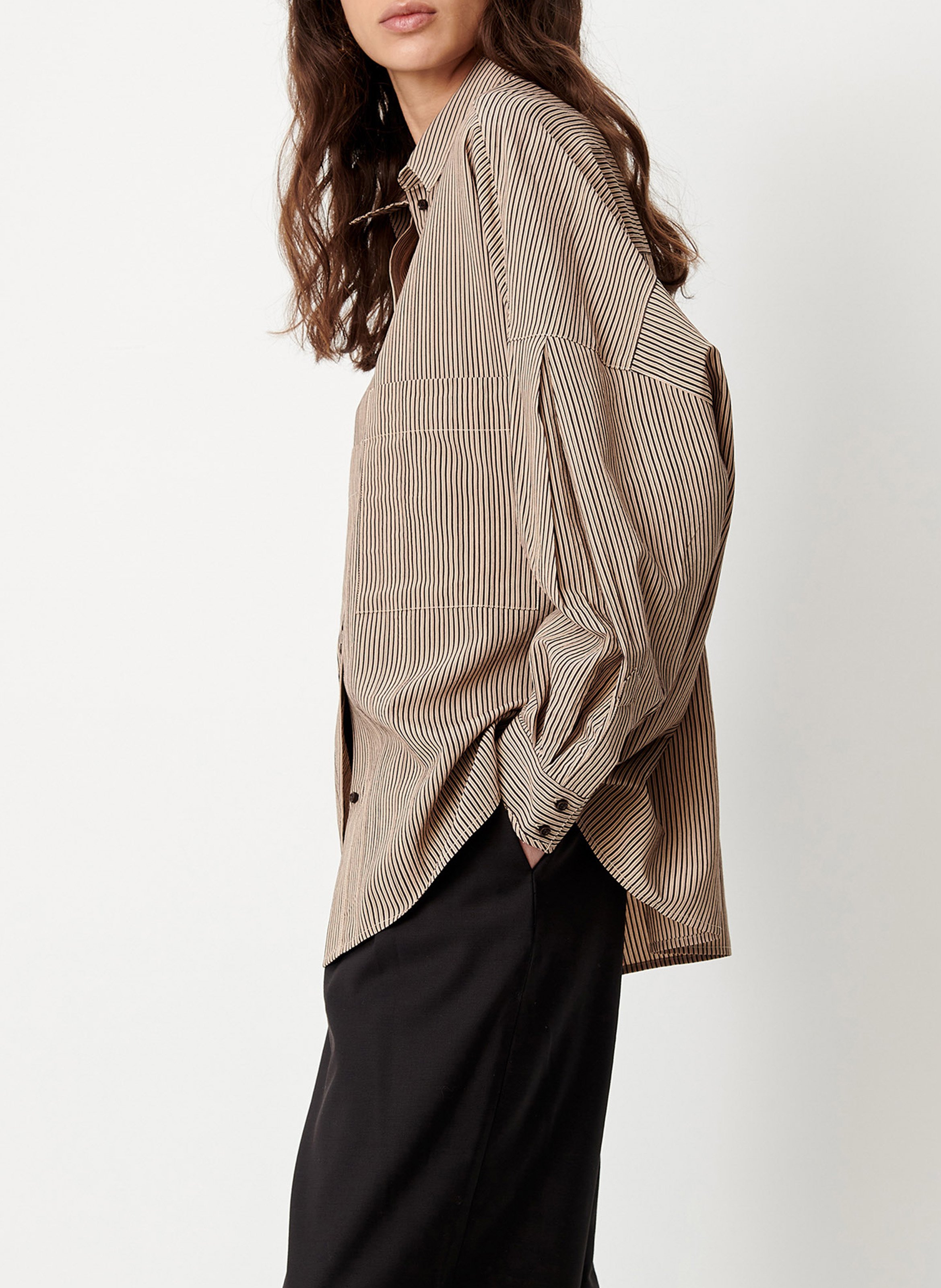 Chemise ample à rayures en coton fontania a SESSUN Beige