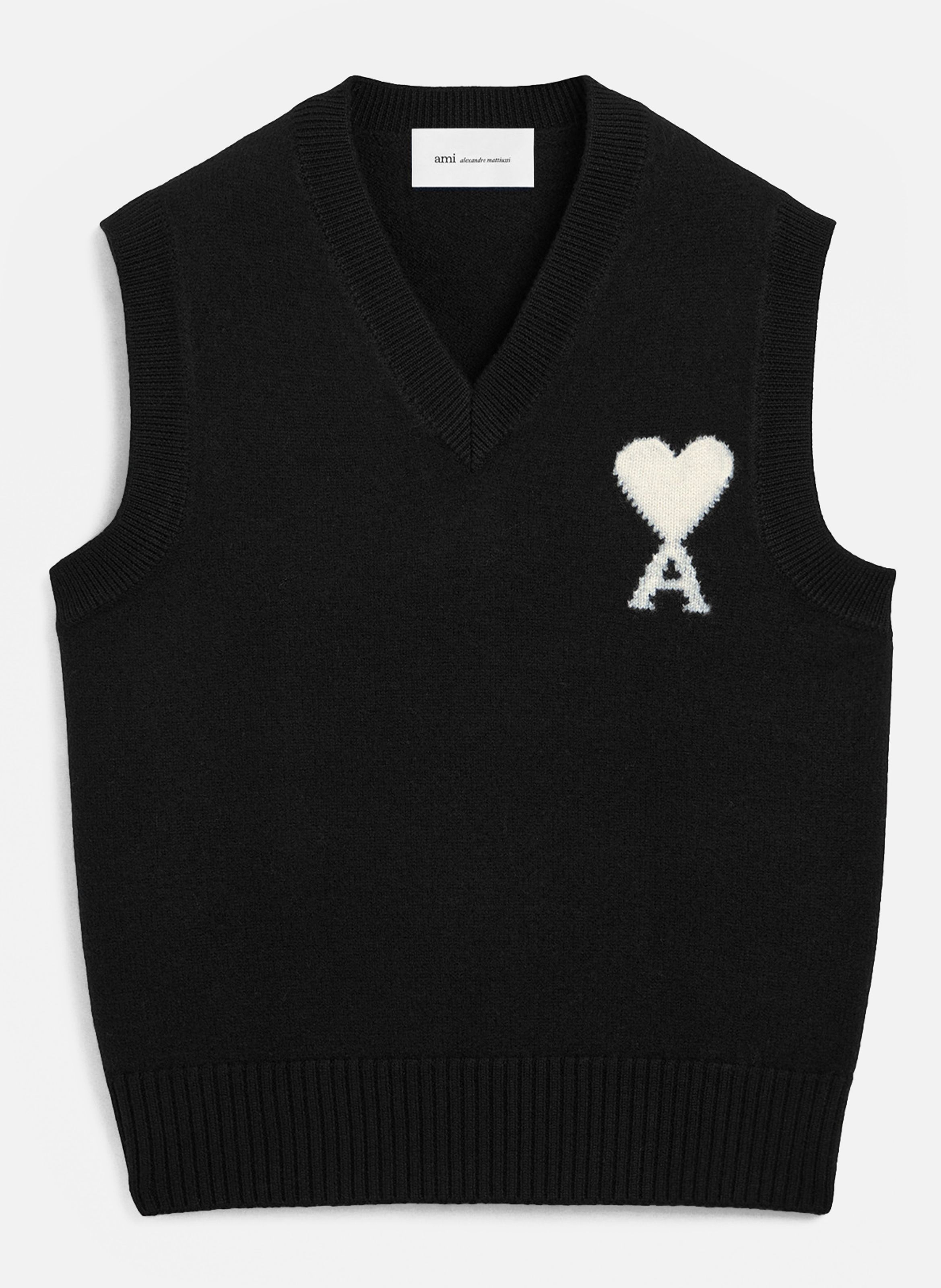 Pull unisexe en laine sans manches ami de coeur AMI PARIS Noir