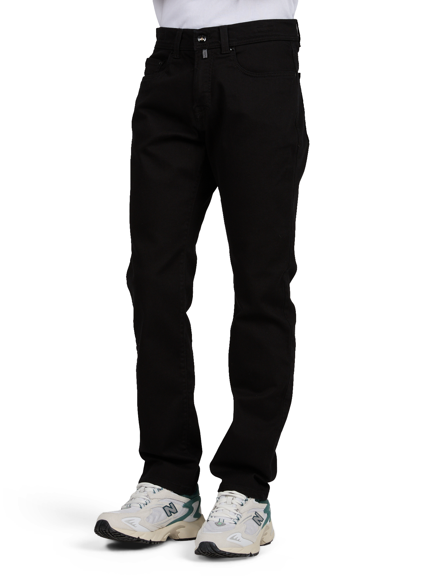 Eng anliegende Baumwoll-Leinen-Hose PIERRE CARDIN Schwarz