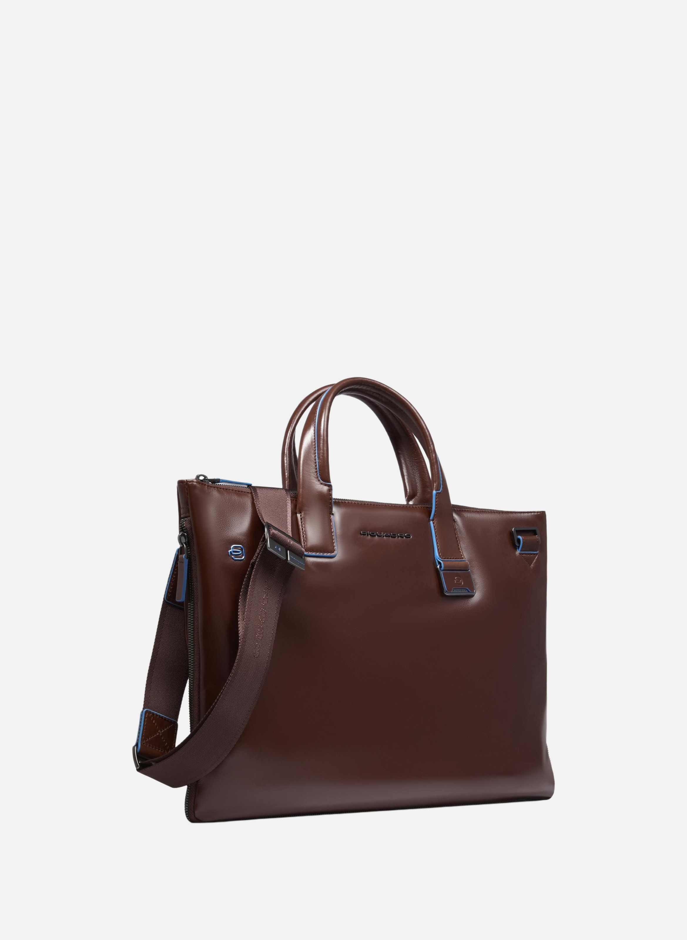 Sac fin pour ordinateur 15,6", extensible PIQUADRO Marron