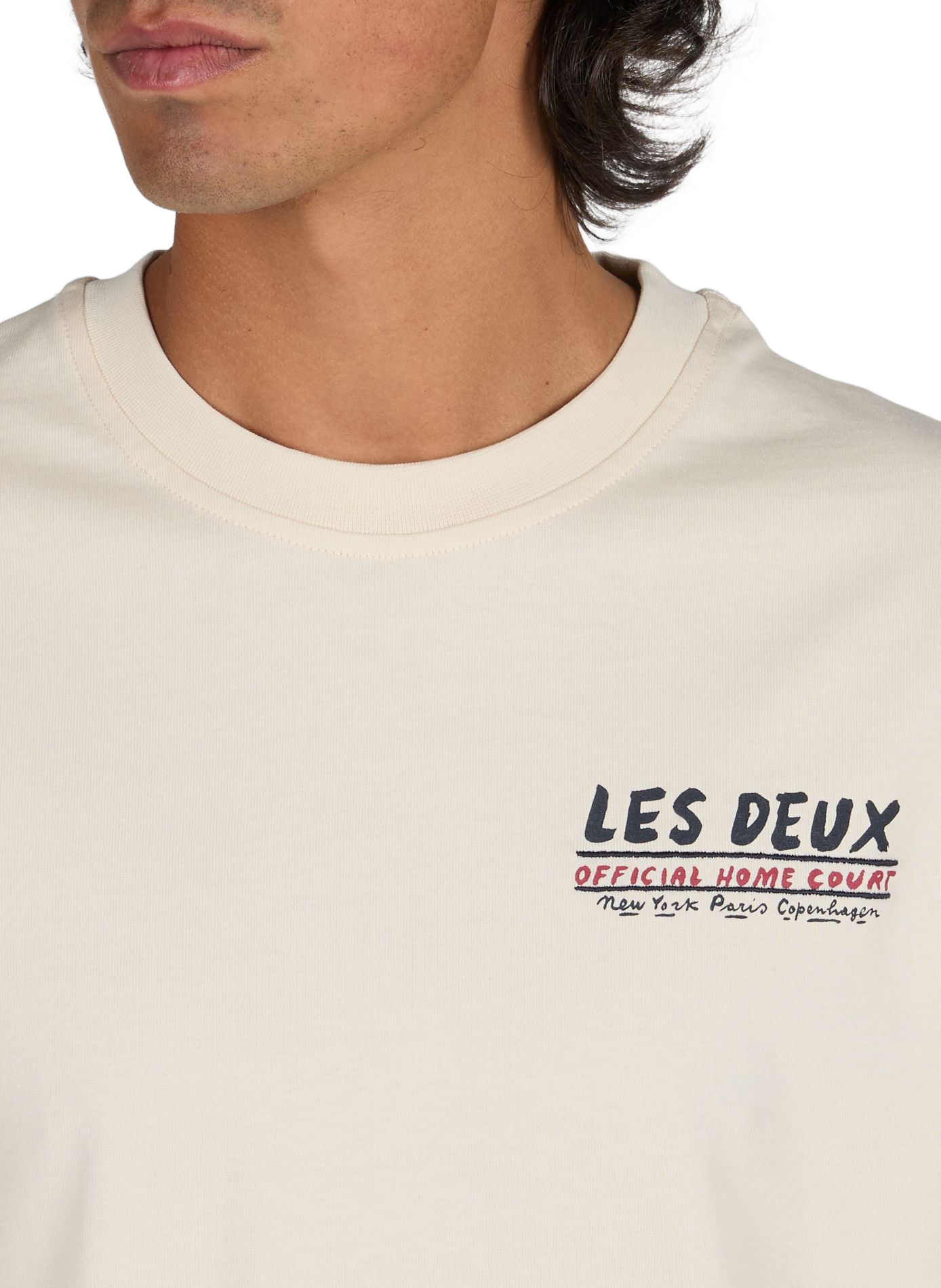 Gerader Baumwoll-T-Shirt LES DEUX Beige