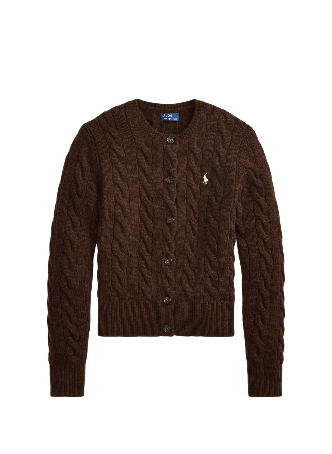 Round neck cardigan in wool and cashmere POLO RALPH LAUREN Brown