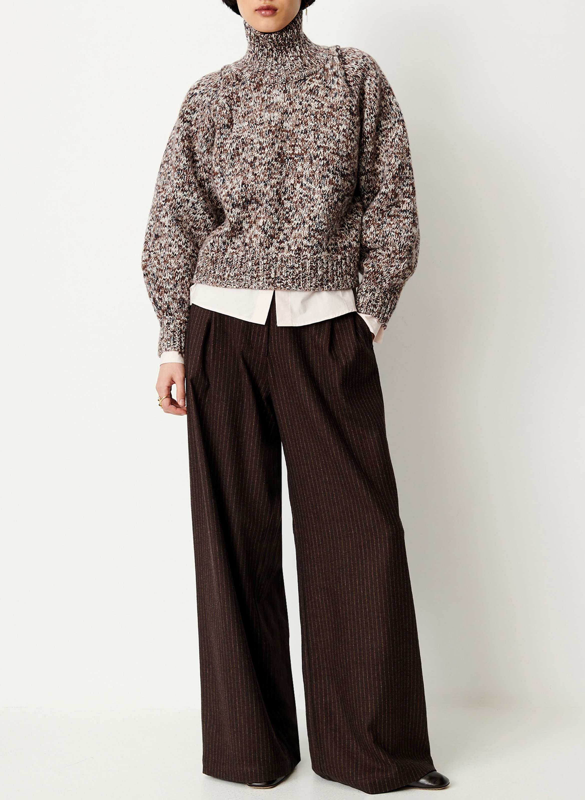 Pull ample col montant en laine mannrey SESSUN Marron