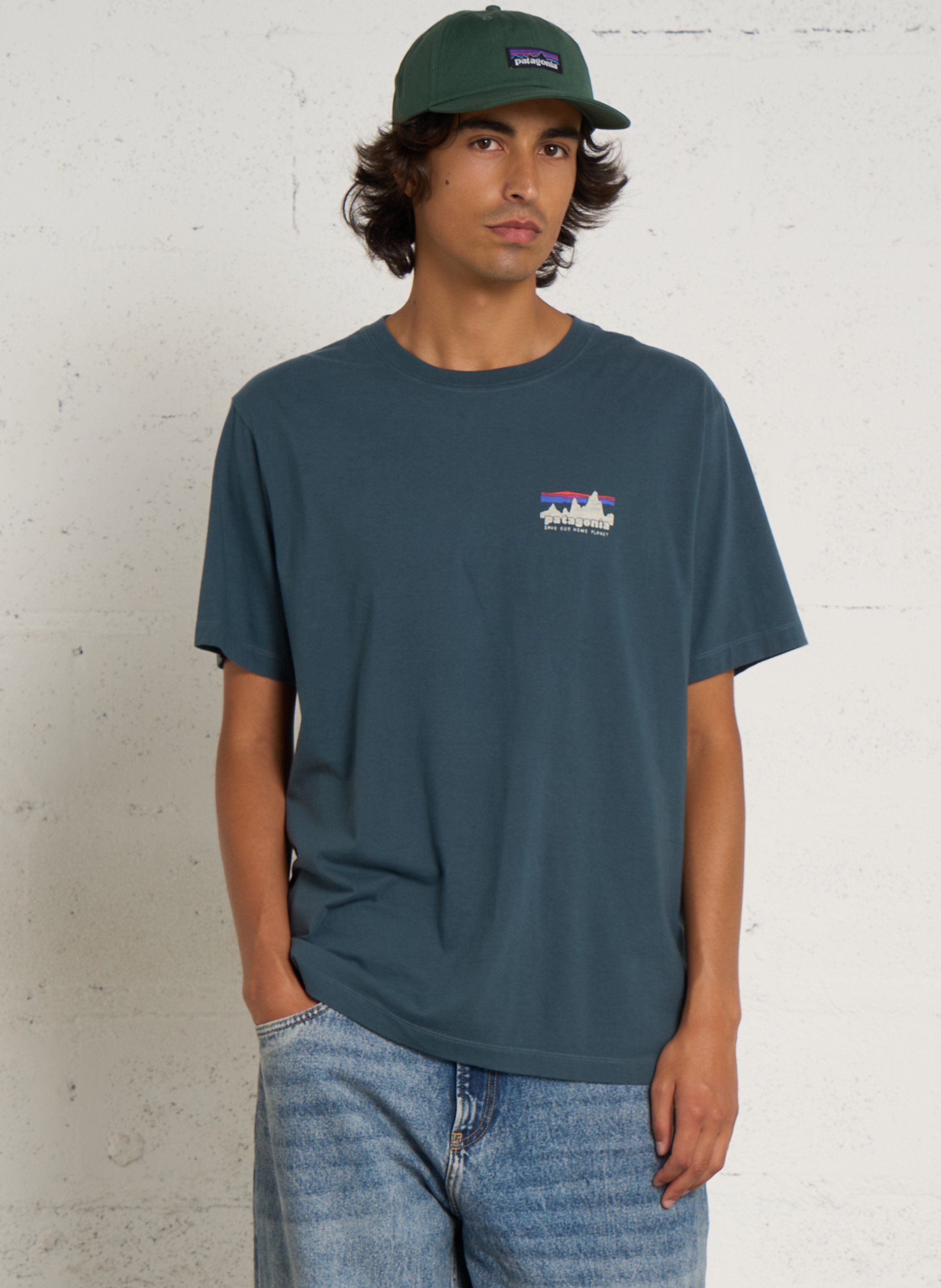 T-shirt van biologisch katoen met rechte pasvorm PATAGONIA Blauw