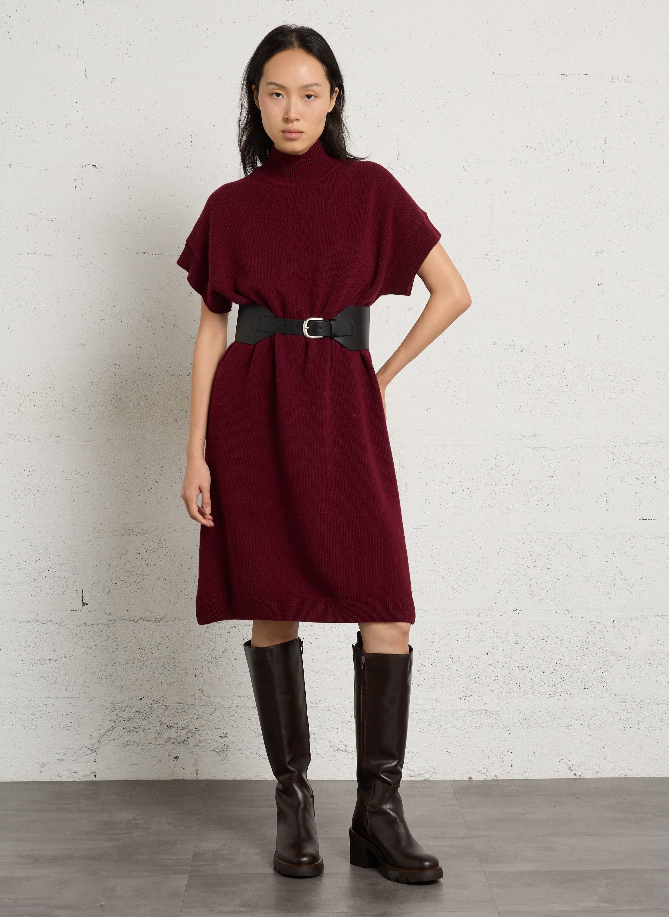 Robe pull midi ample en laine ARMOR-LUX Rouge