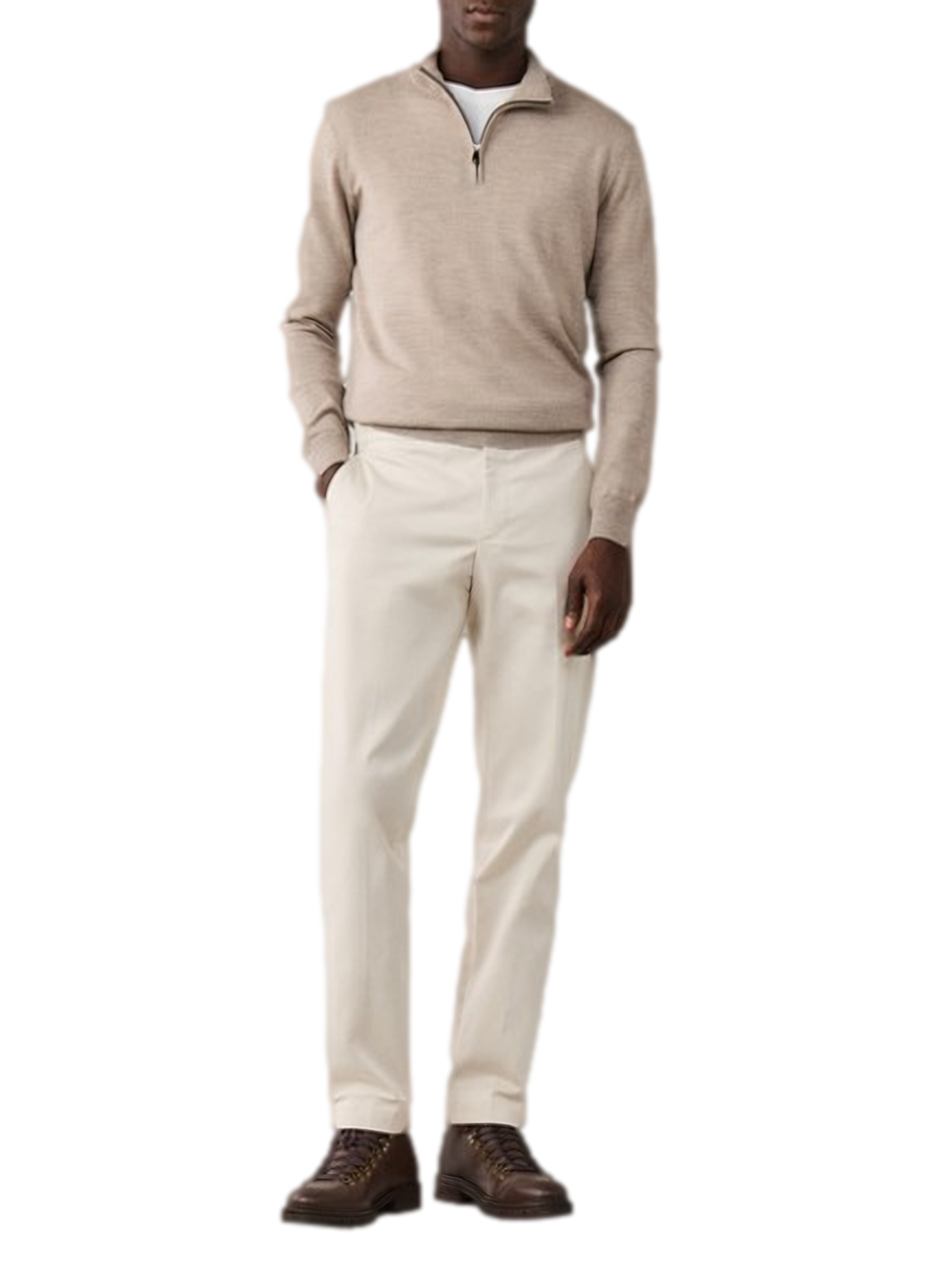 Merino wool zip-neck jumper FACONNABLE Beige