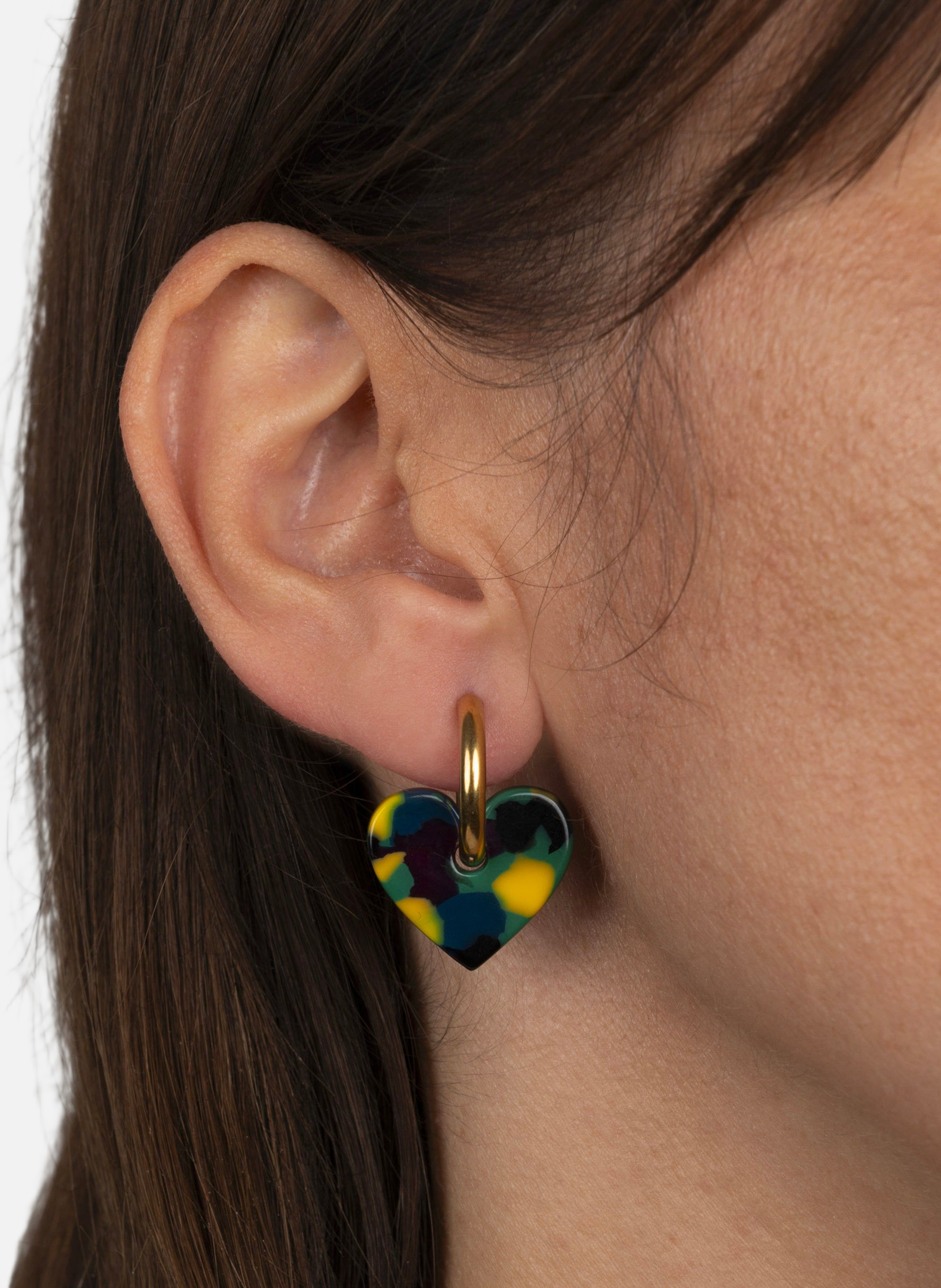 Boucles d'oreilles lova lova avec anneaux en acier inoxydable doré | Multicolore KURAGE GINZA Montres et Bijoux