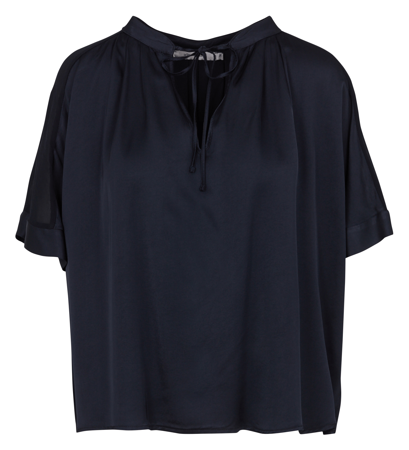 Ruimvallende blouse met Tunesische kraag LA FEE MARABOUTEE Blauw