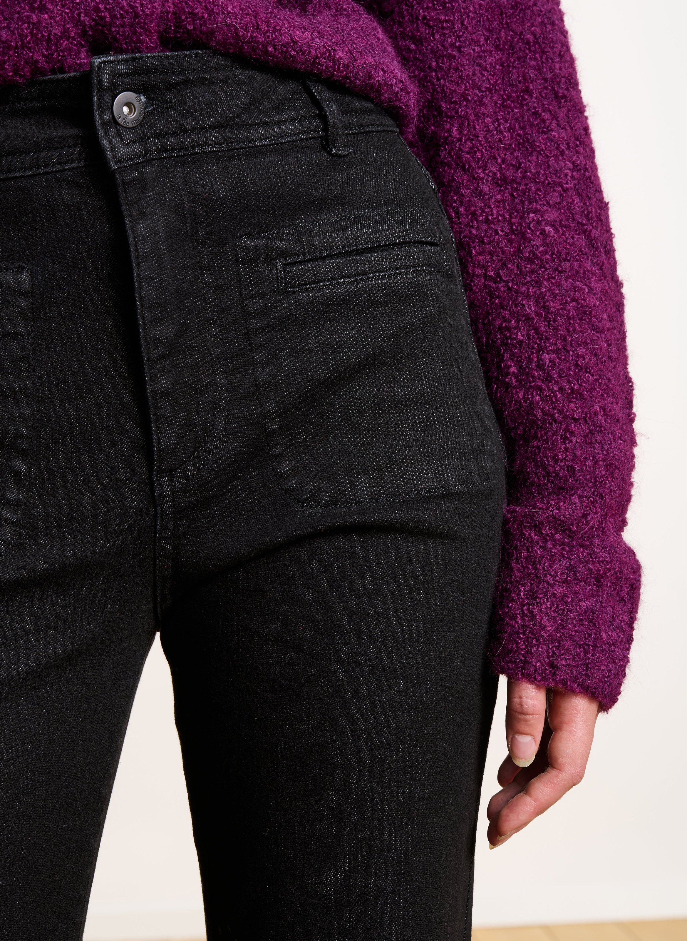 Bootcutjeans met hoge taille van een biologisch katoenmengsel LA FEE MARABOUTEE Zwart