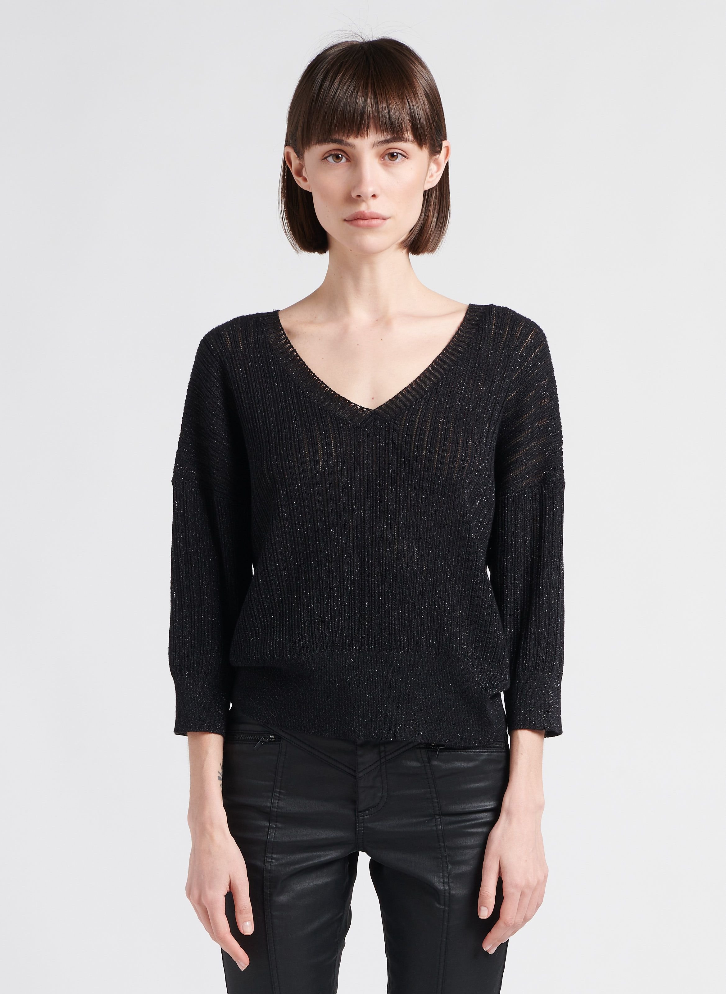 Top ample à col v ajouré