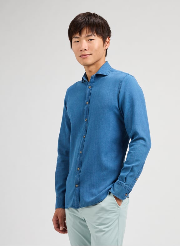 Textured cotton shirt Blue by HACKETT HACKETT Textured cotton shirt Blue
