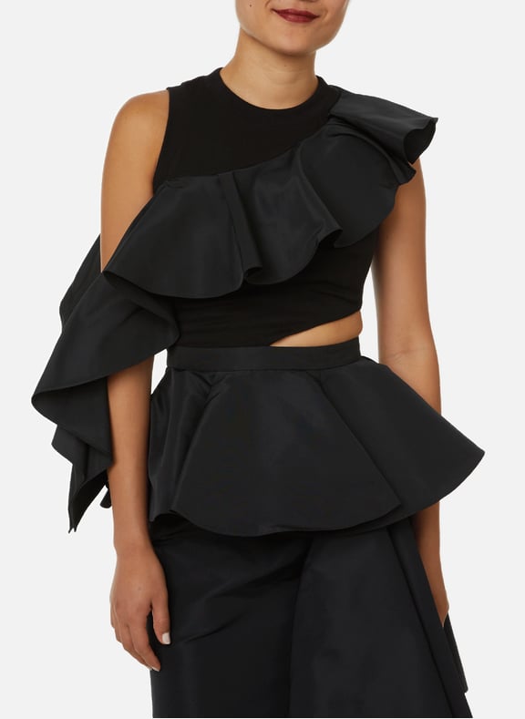 Top à volant avec découpe Noir by ALEXANDER MCQUEEN ALEXANDER MCQUEEN Top à volant avec découpe Noir