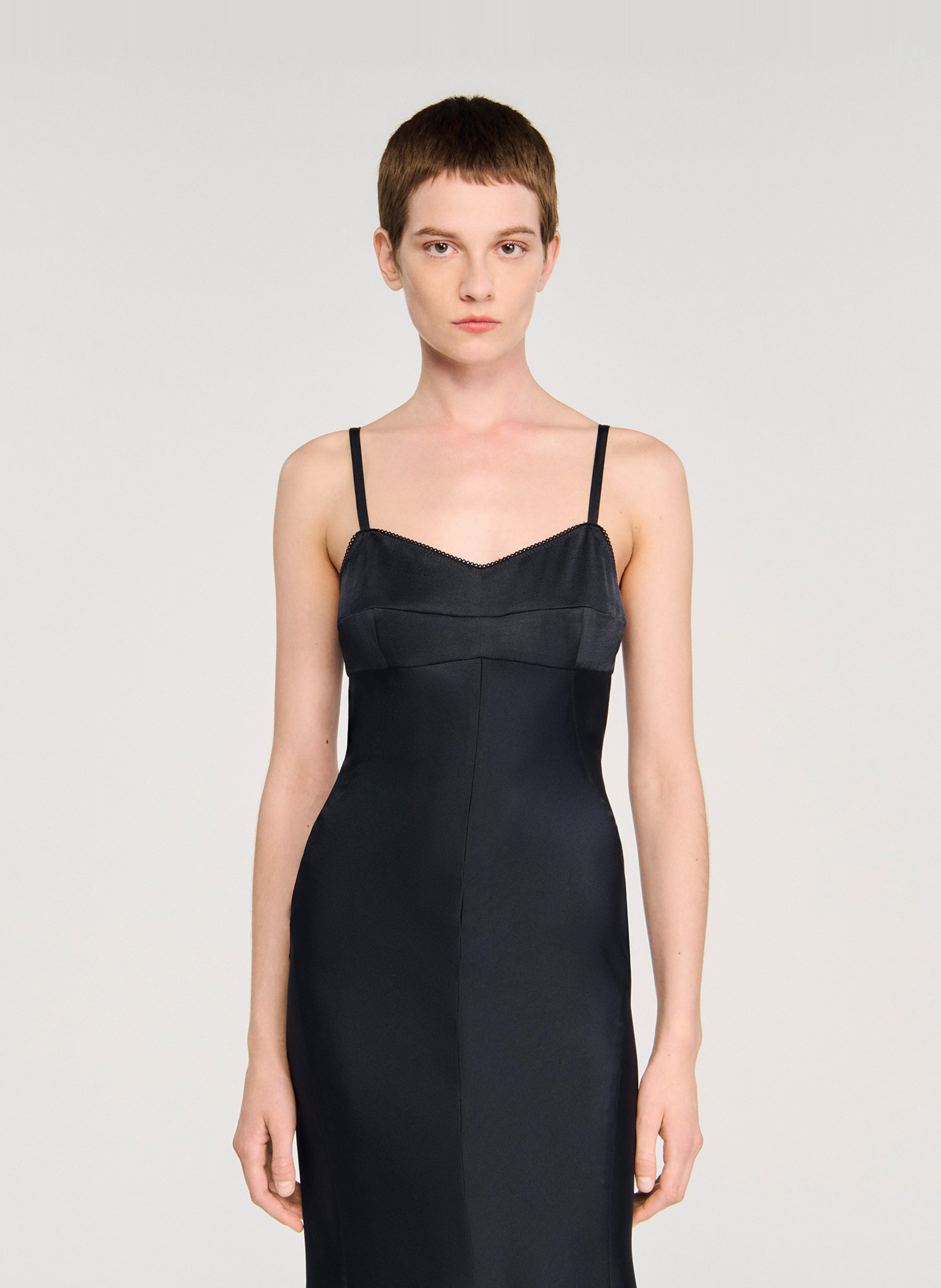 Robe longue satinée SANDRO Bleu