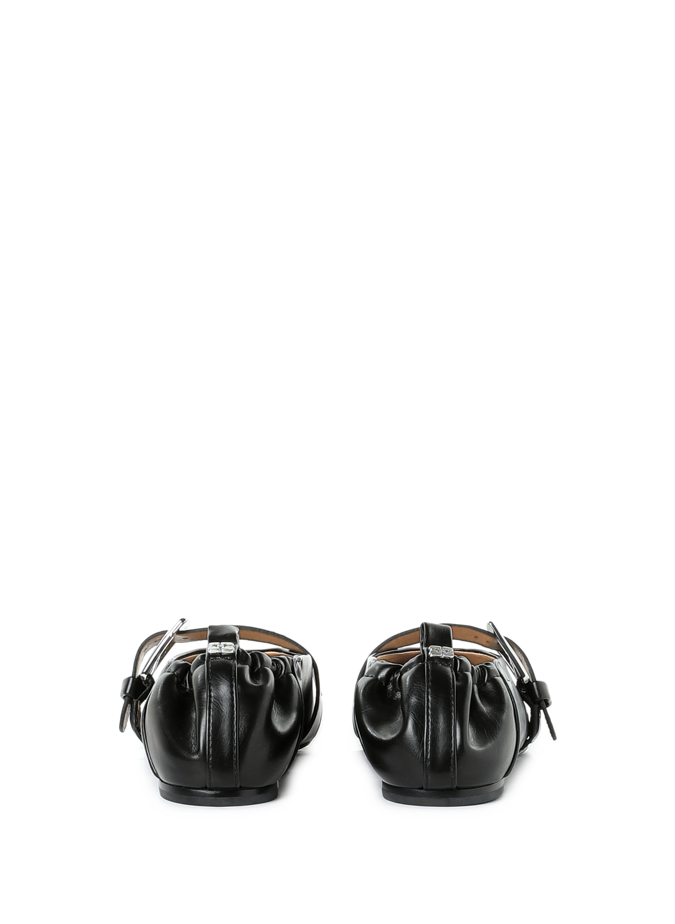 Butterfly Strap Ballerina Flats GANNI Black