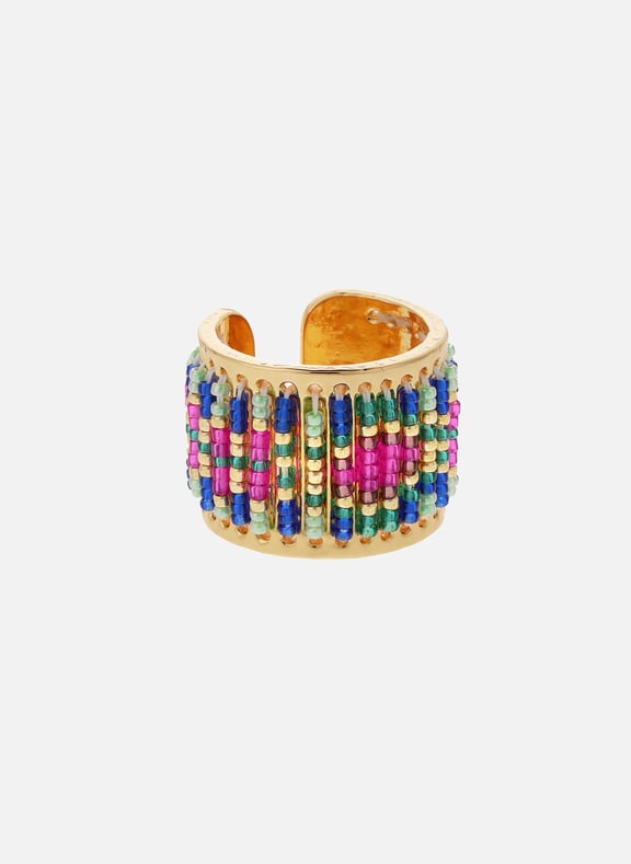 Bague réglable avec perles tissées verano Bleu by HIPANEMA HIPANEMA Bague réglable avec perles tissées verano Bleu