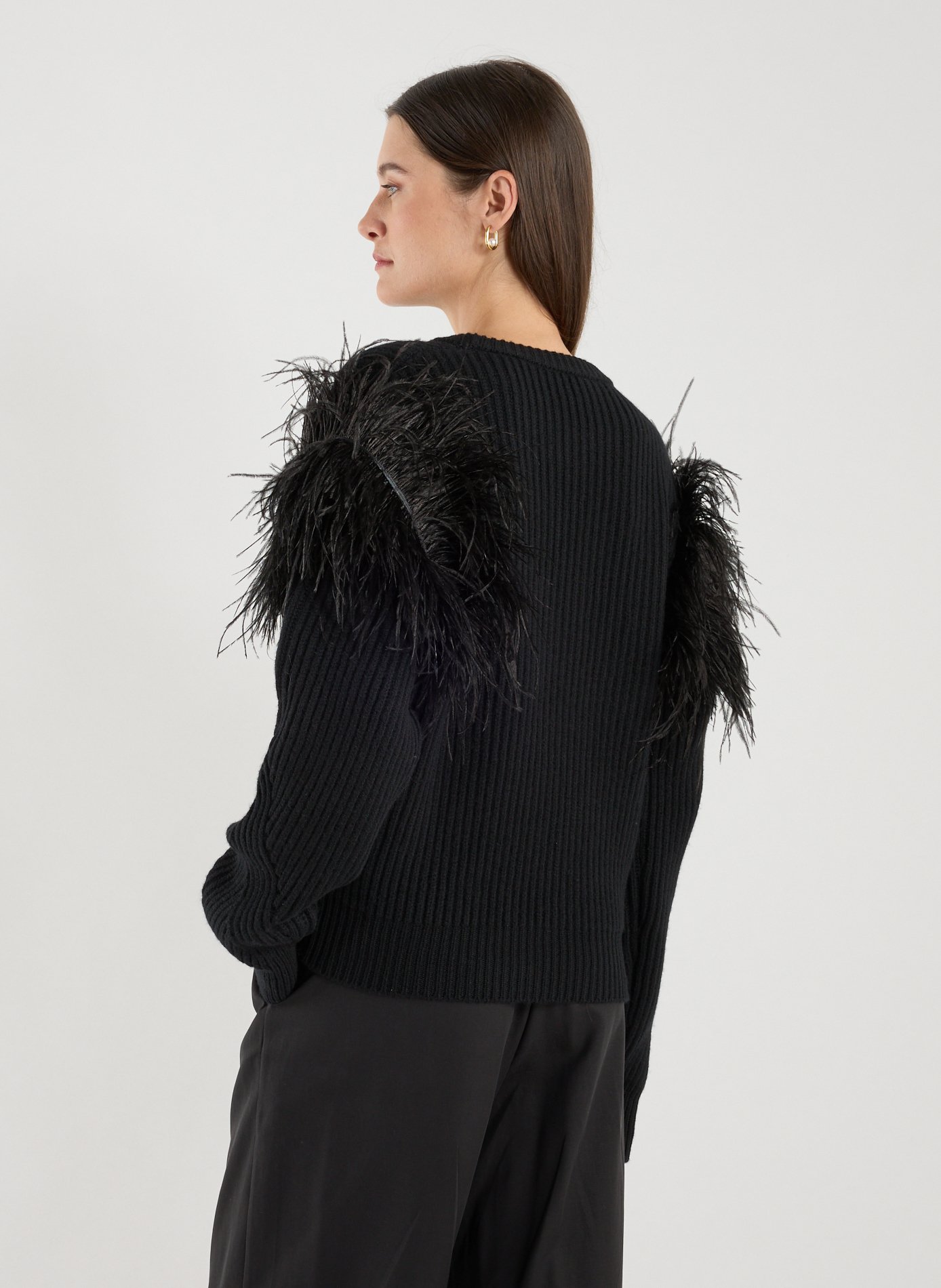 Pull en laine à plumes BLUMARINE Noir