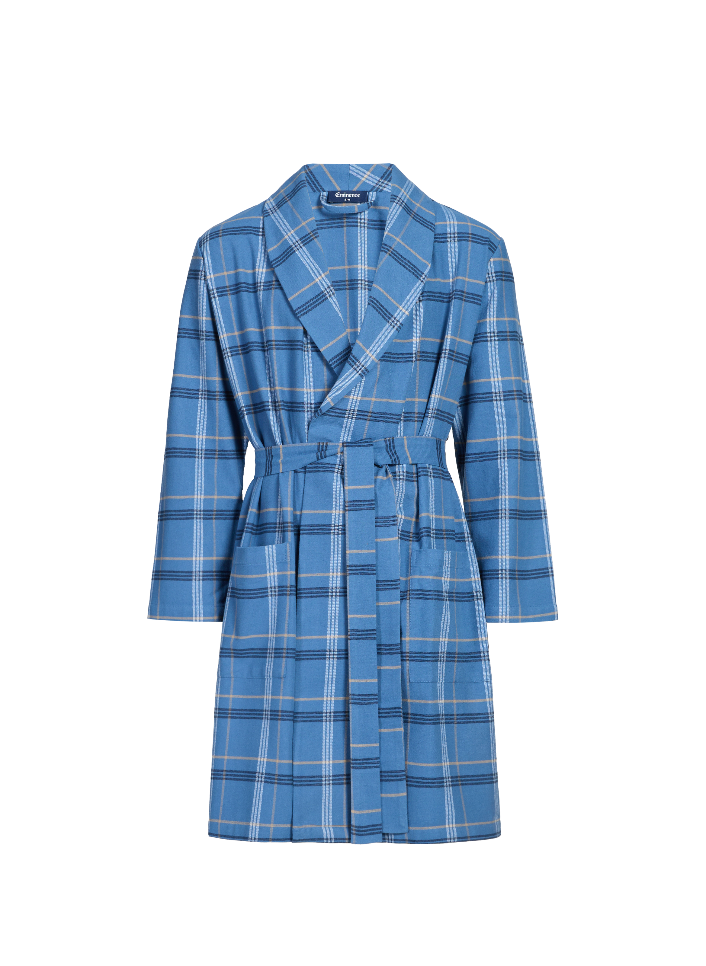 EMINENCE Checked cotton robe Blue