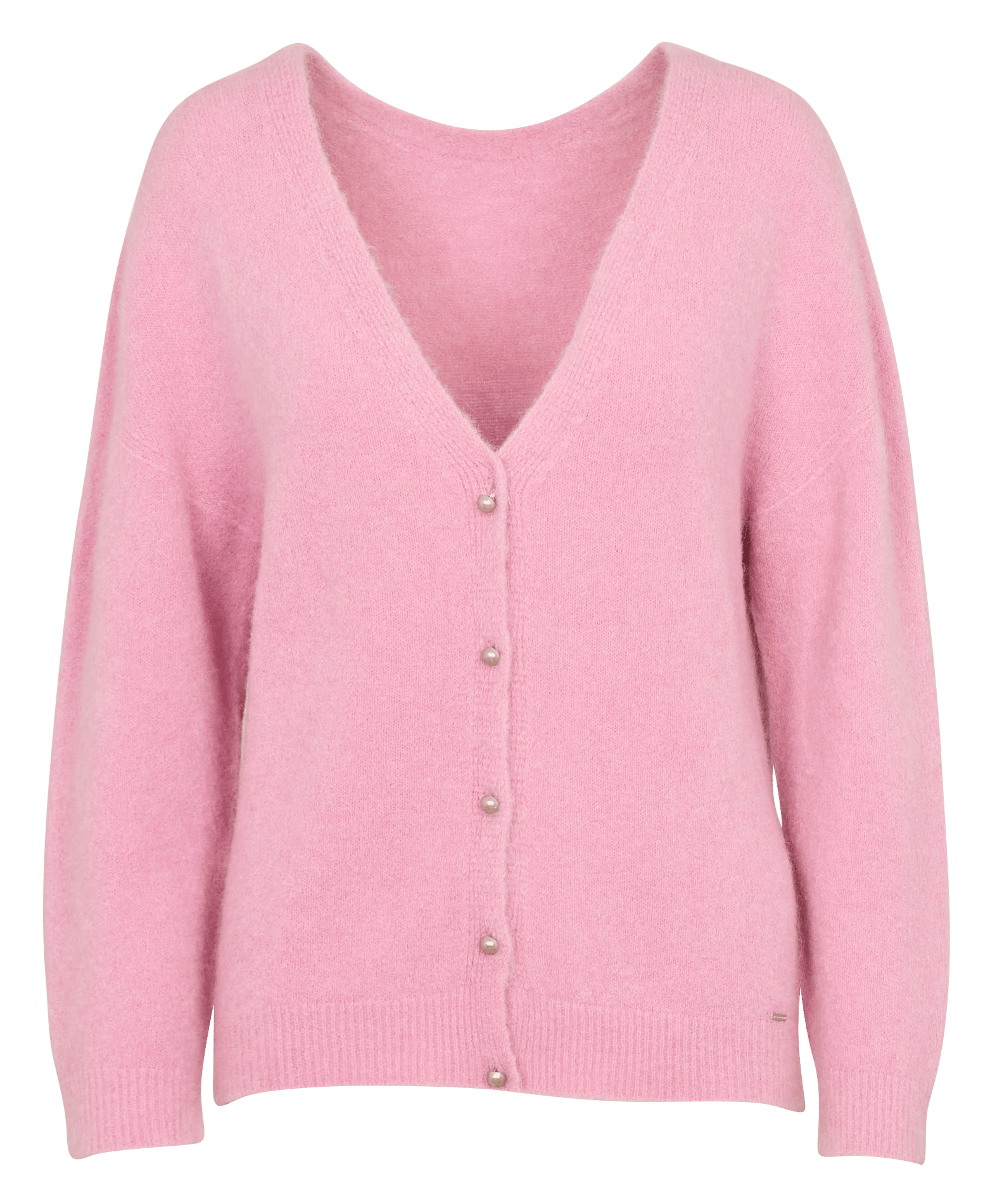 Gilet devant dos col v en laine mélangée IKKS Rose