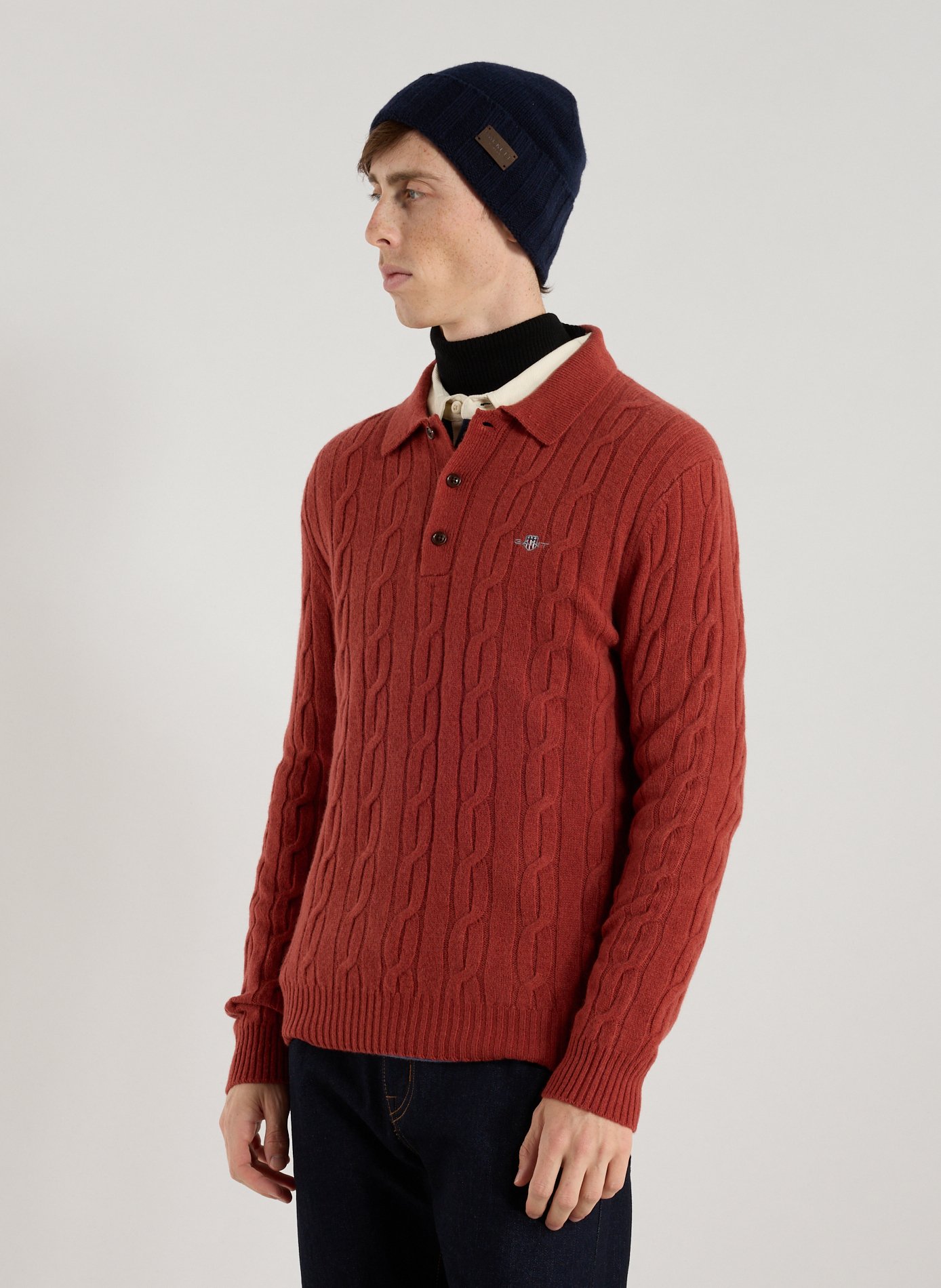 GANT Pull à col boutonné en laine  Orange