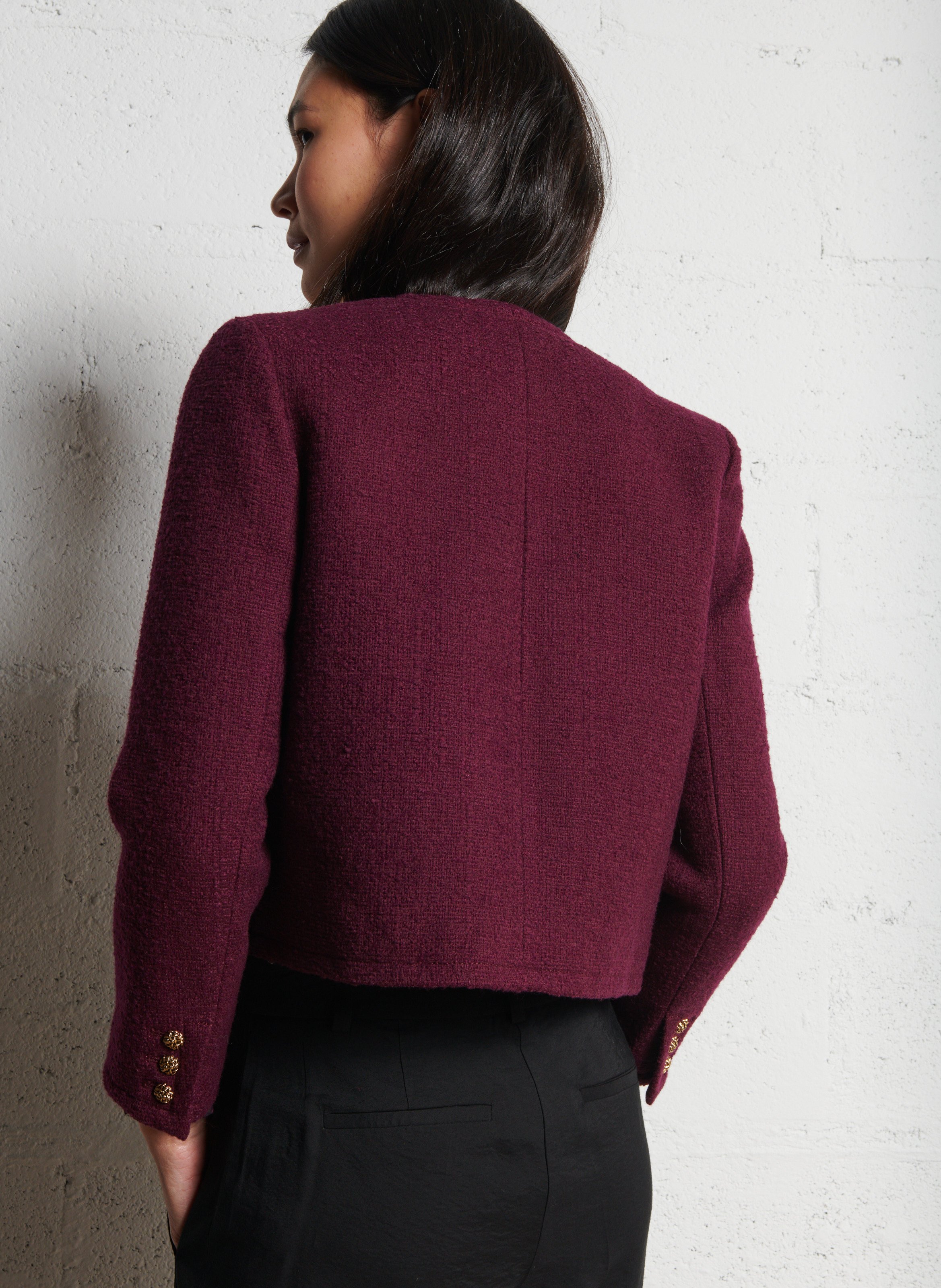 Veste courte en coton et laine mélangés meredith BA&SH Violet