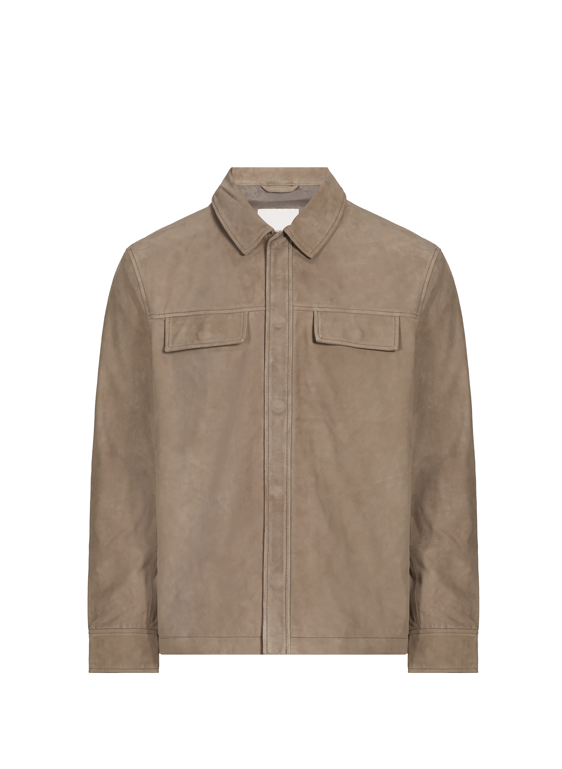 Veste col classique en cuir suédé CALVIN KLEIN Gris