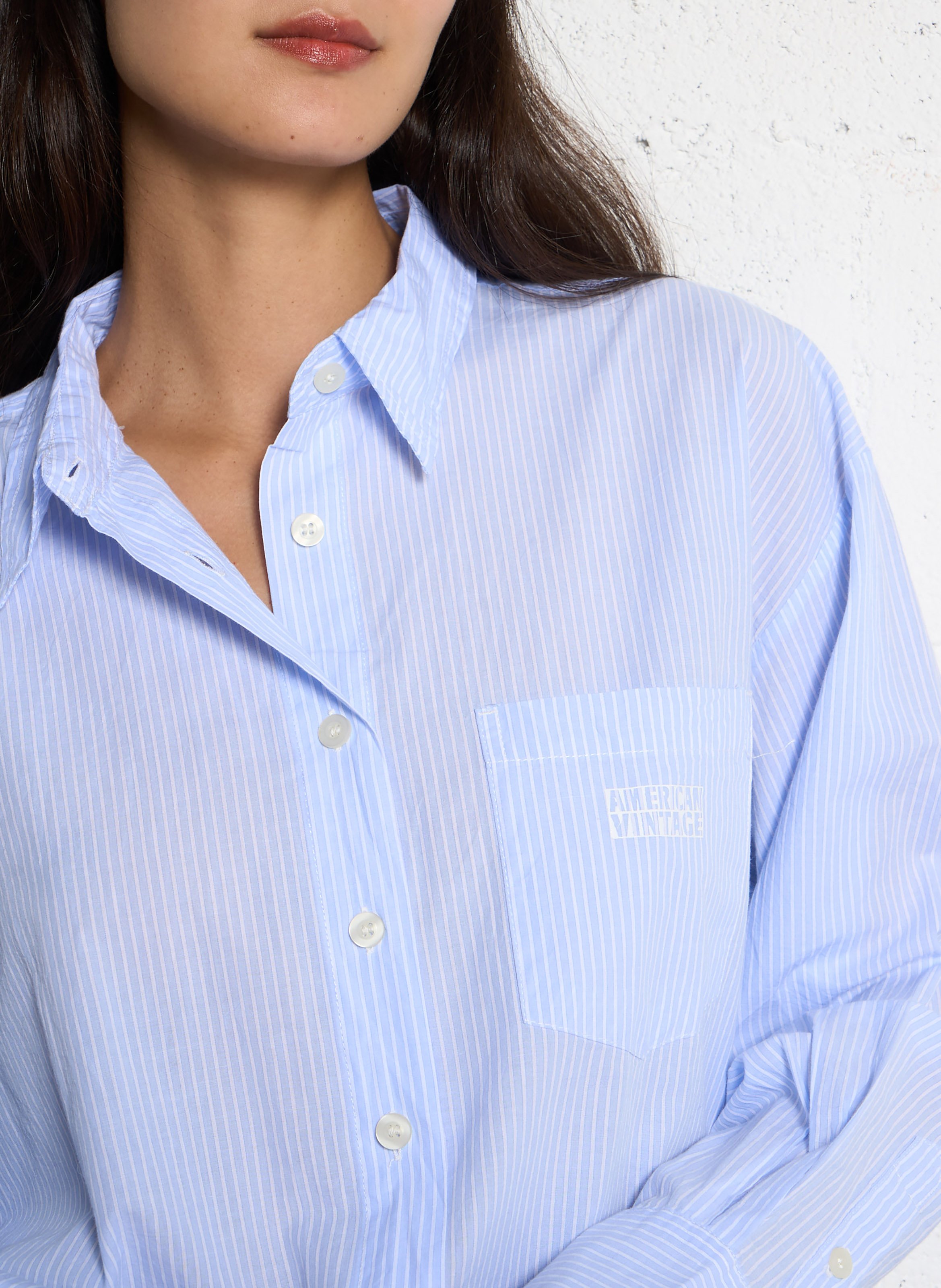 Chemise droite col classique en coton eluabird AMERICAN VINTAGE Bleu