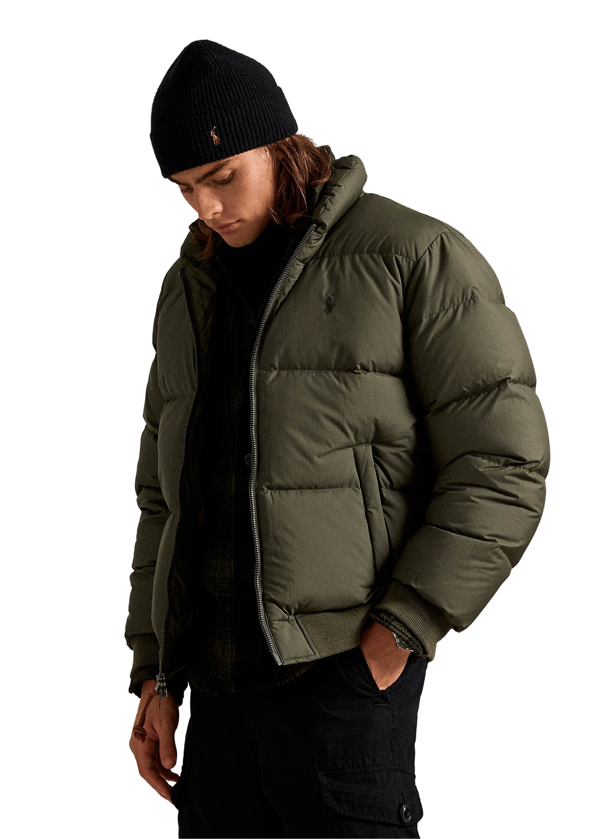 Down jacket with logo POLO RALPH LAUREN Green