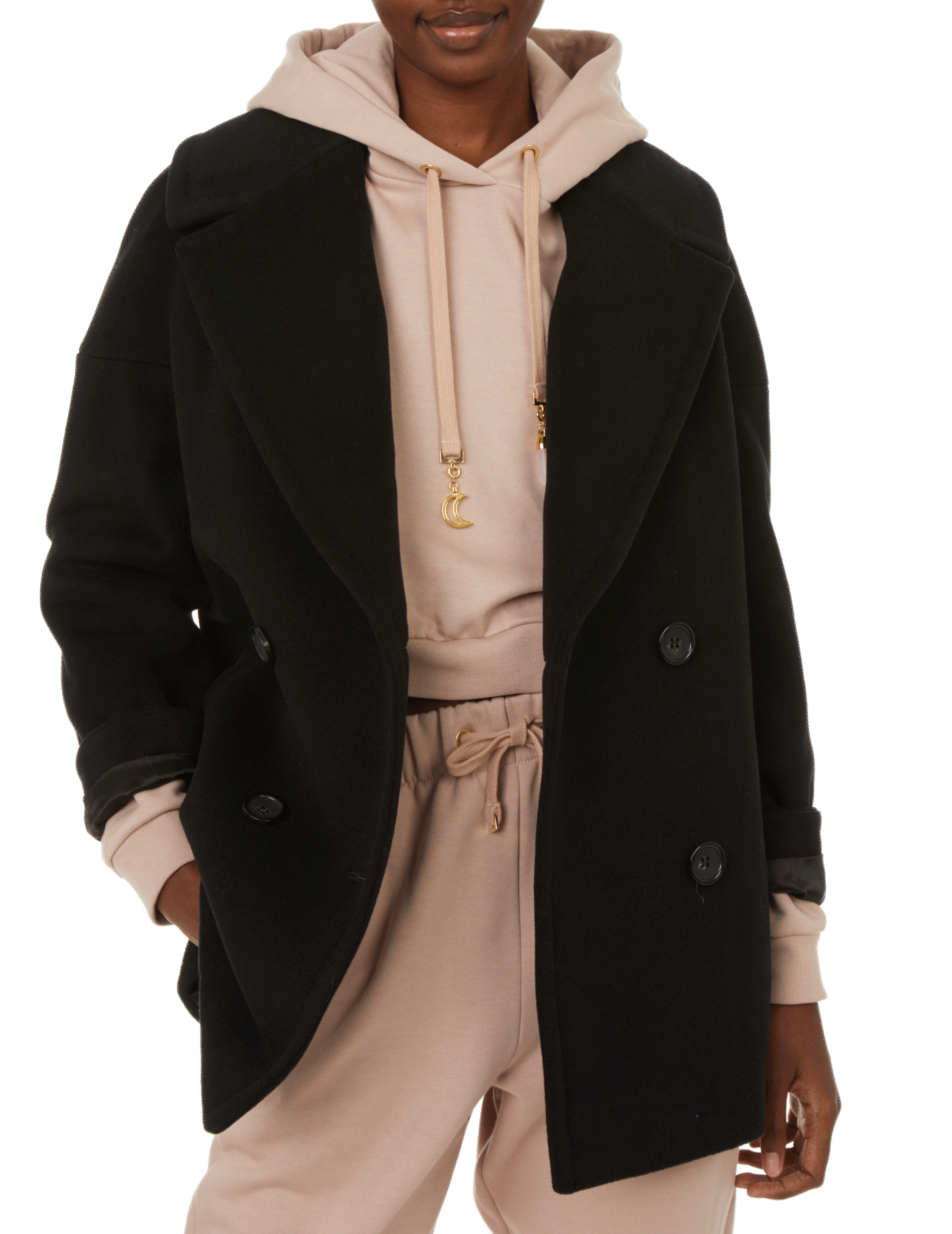 Short coat in blended cashmere THE SOCIAL SUNDAY Black