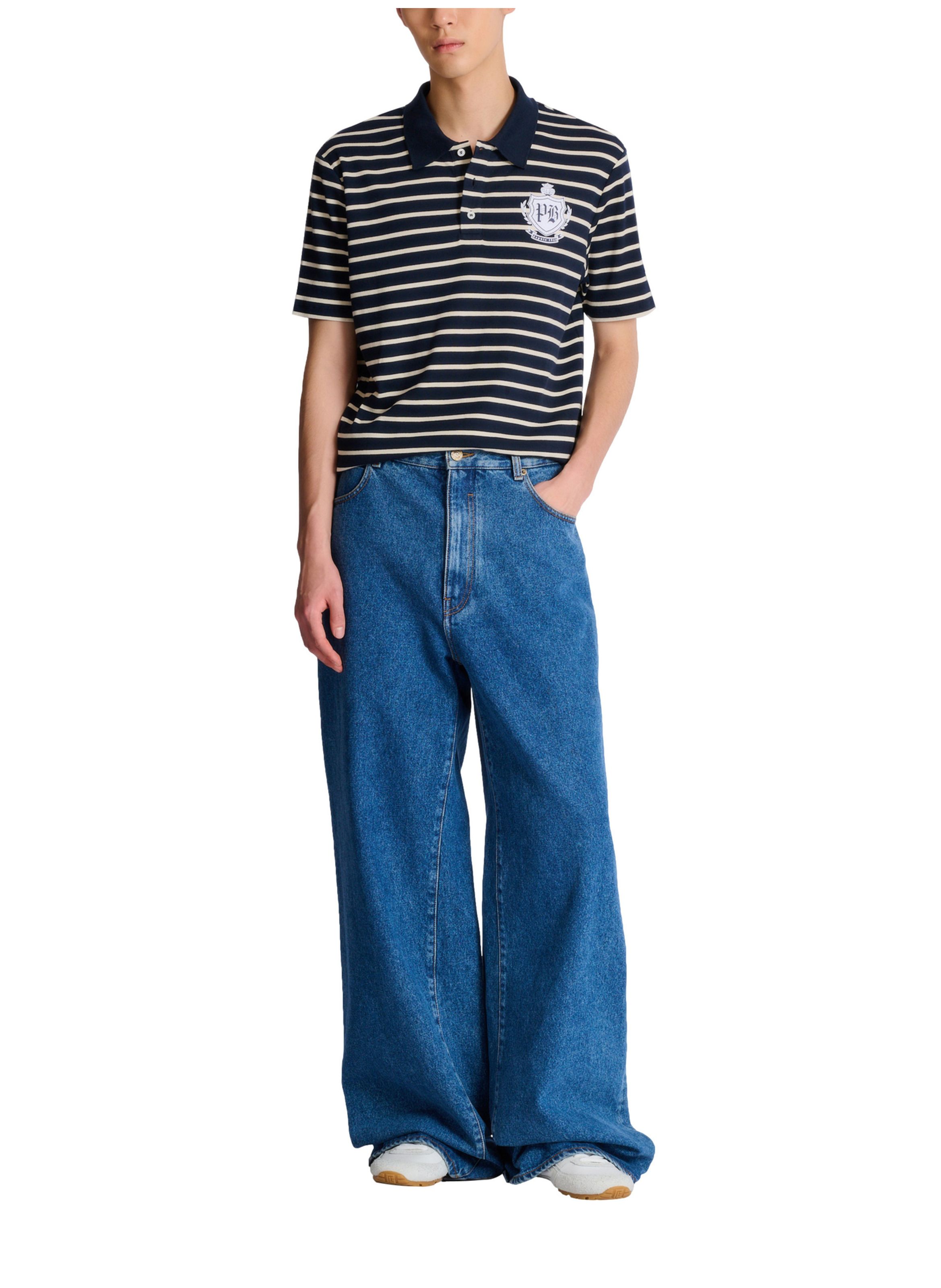 Polo marinière college emblem BALMAIN Bleu