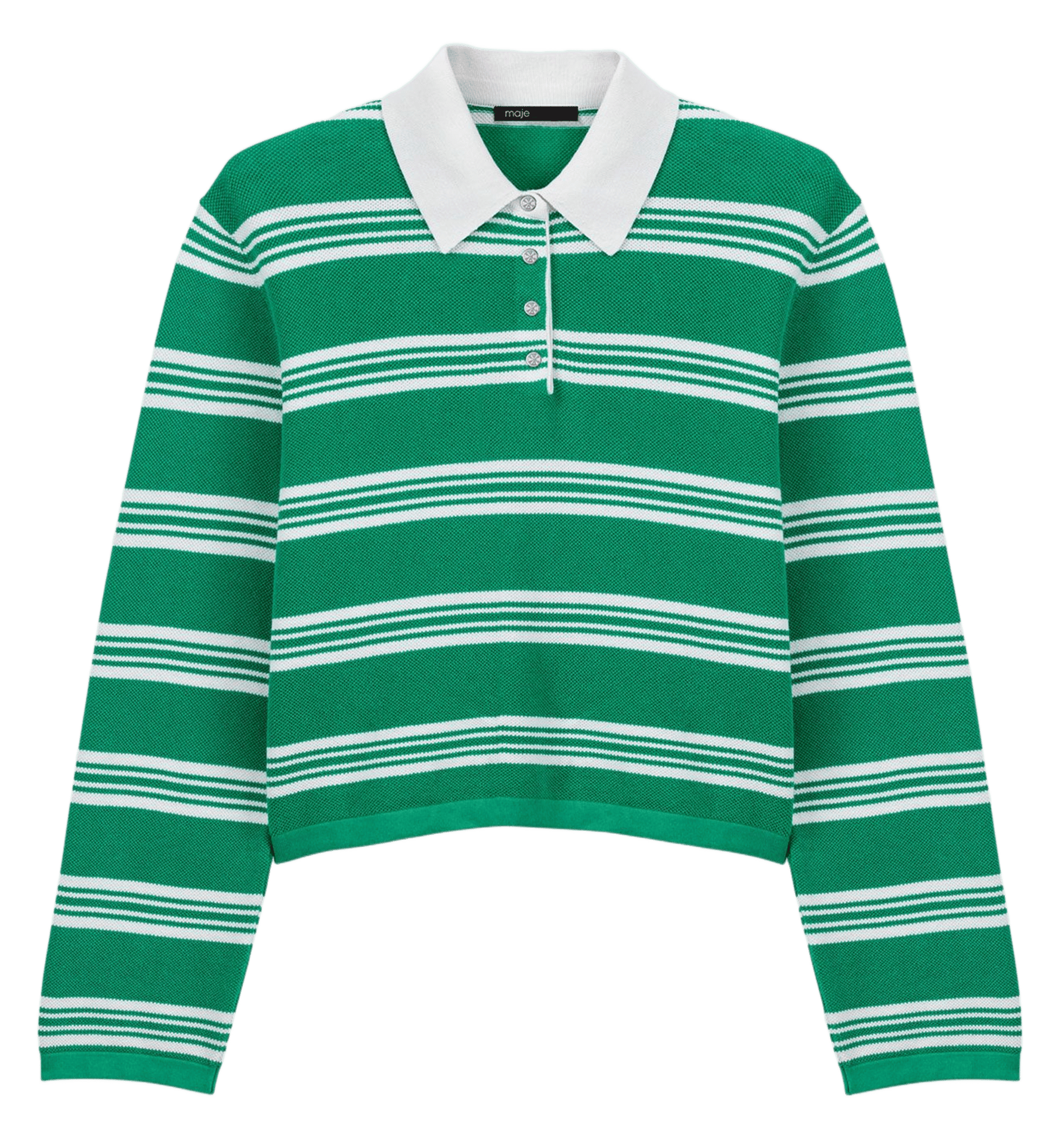 Polo manches longues à rayures MAJE Vert