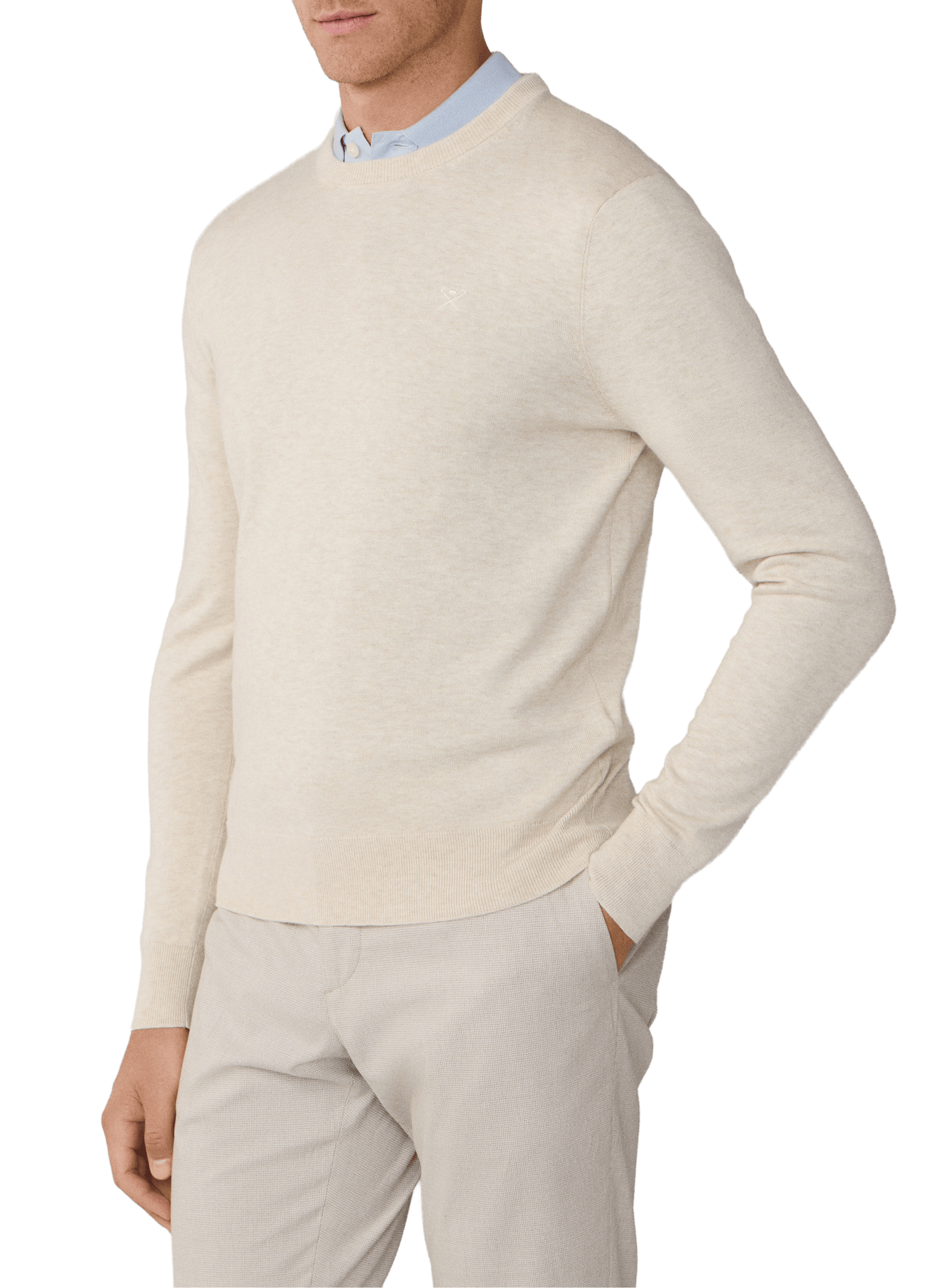 Round neck sweater in cotton and silk HACKETT Beige