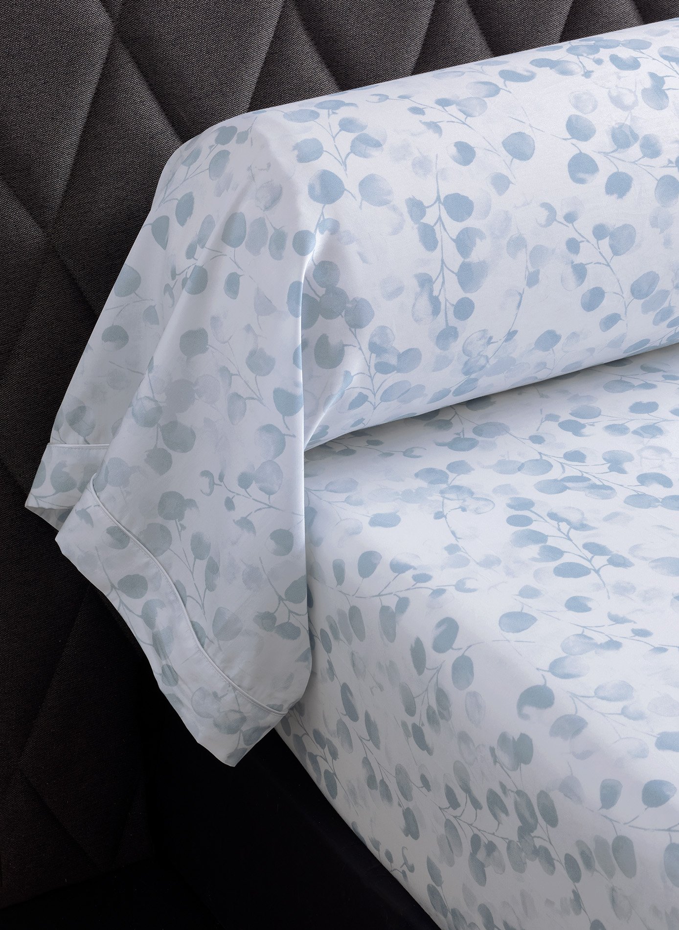 Taie de traversin rosée bleu ANNE DE SOLENE Bleu