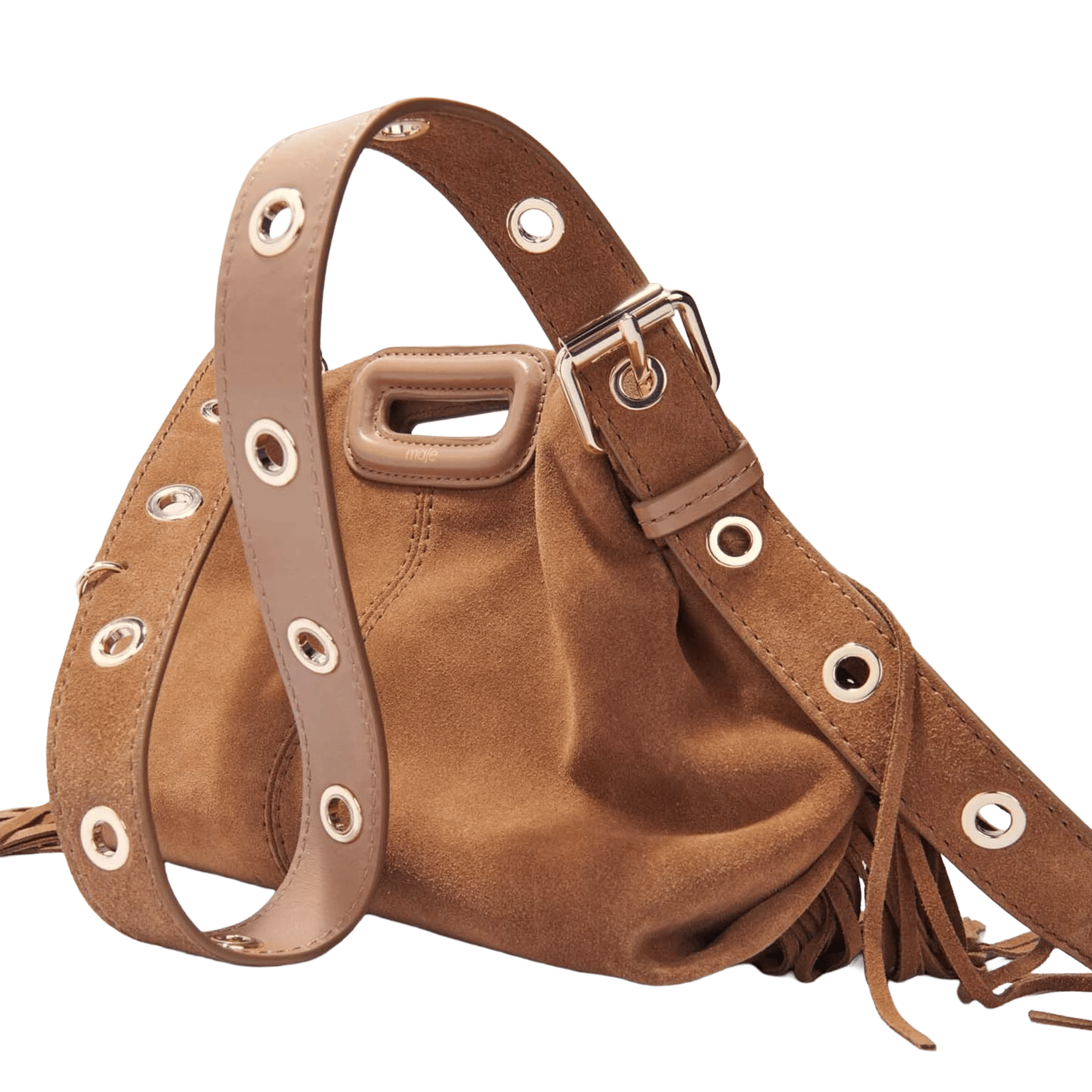 Sac bandoulière en cuir miss m mini MAJE Beige
