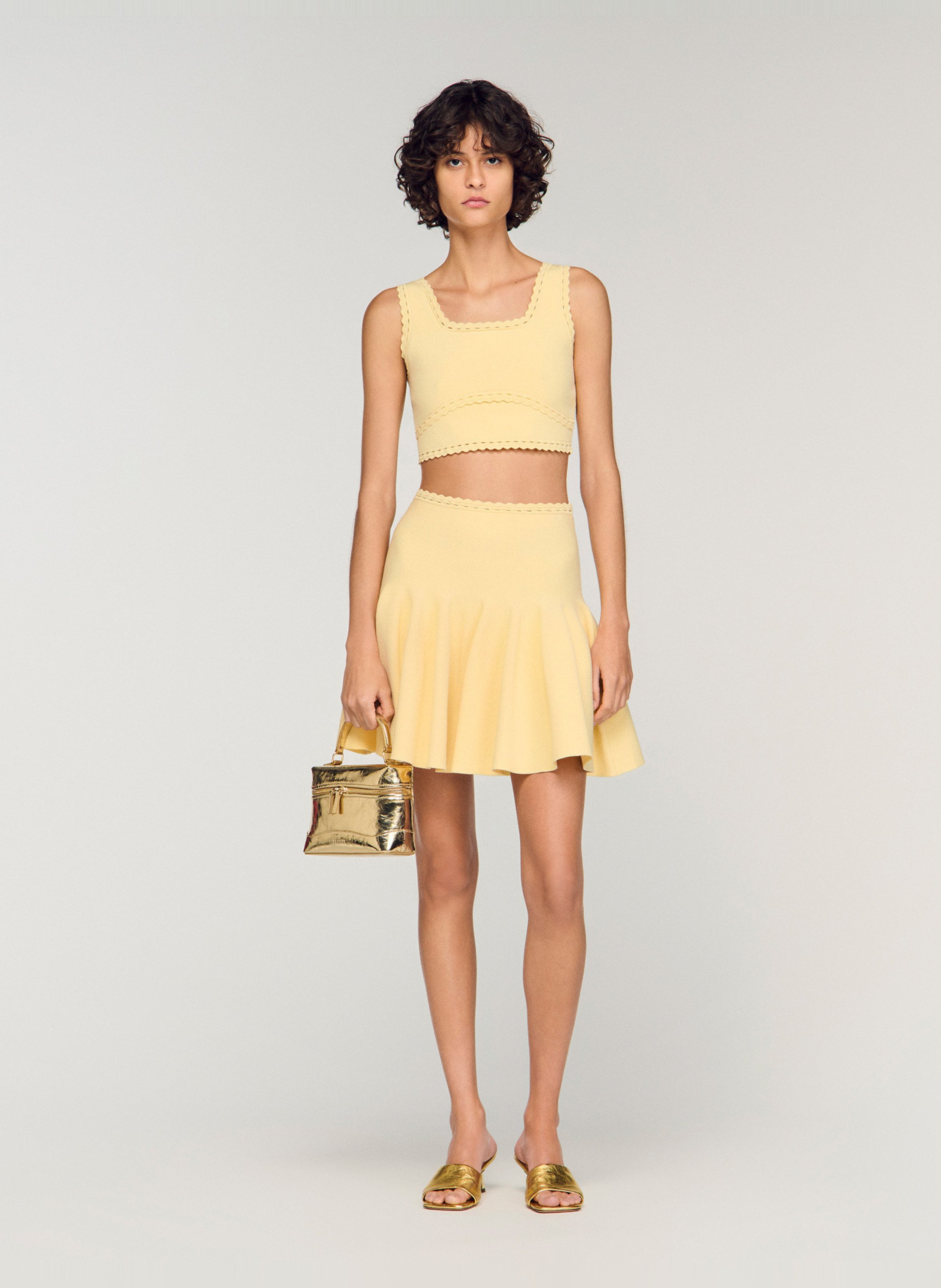 Top court en maille SANDRO Jaune