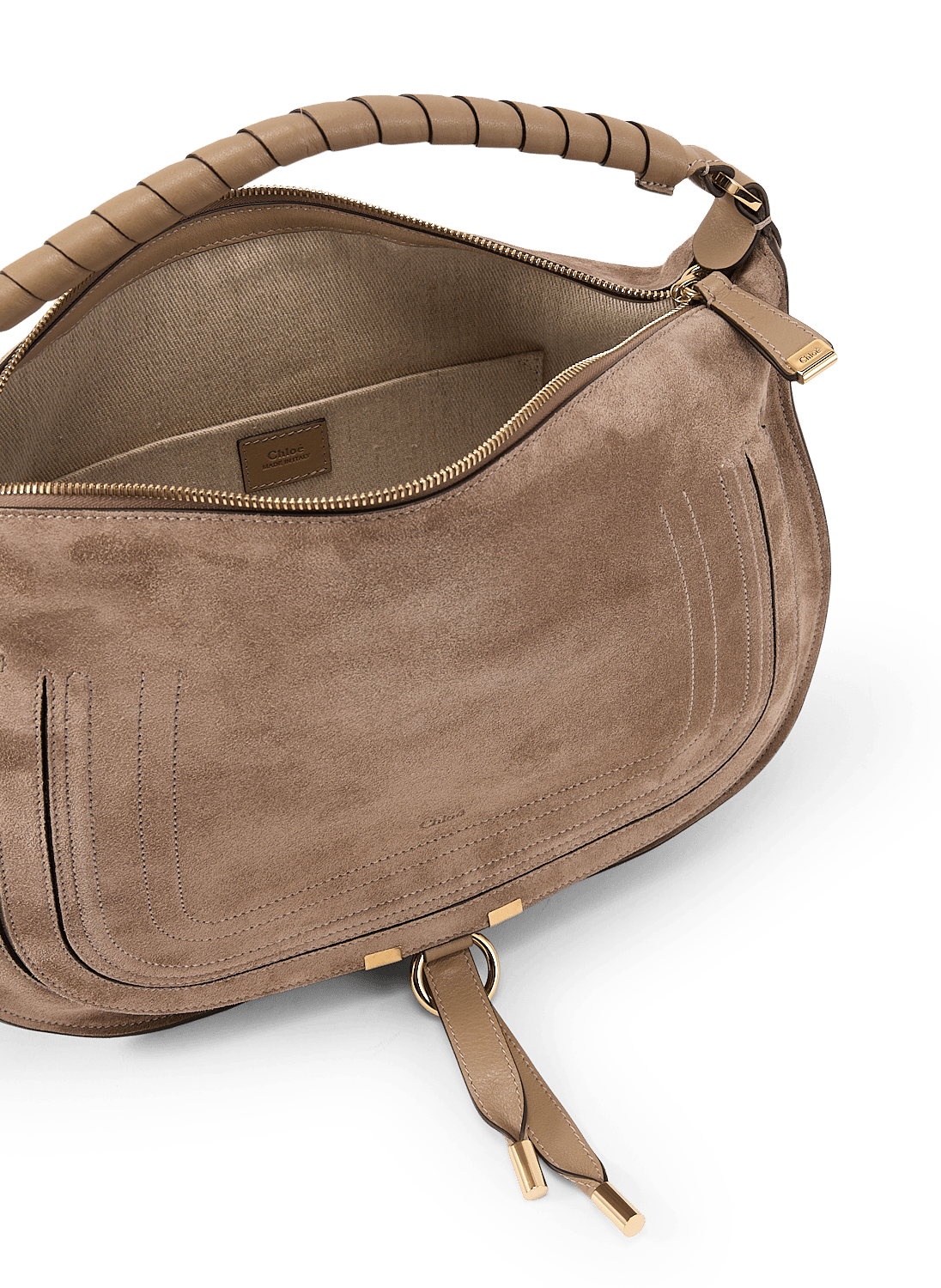 Large Marcie handbag in suede calfskin CHLOÉ Grey