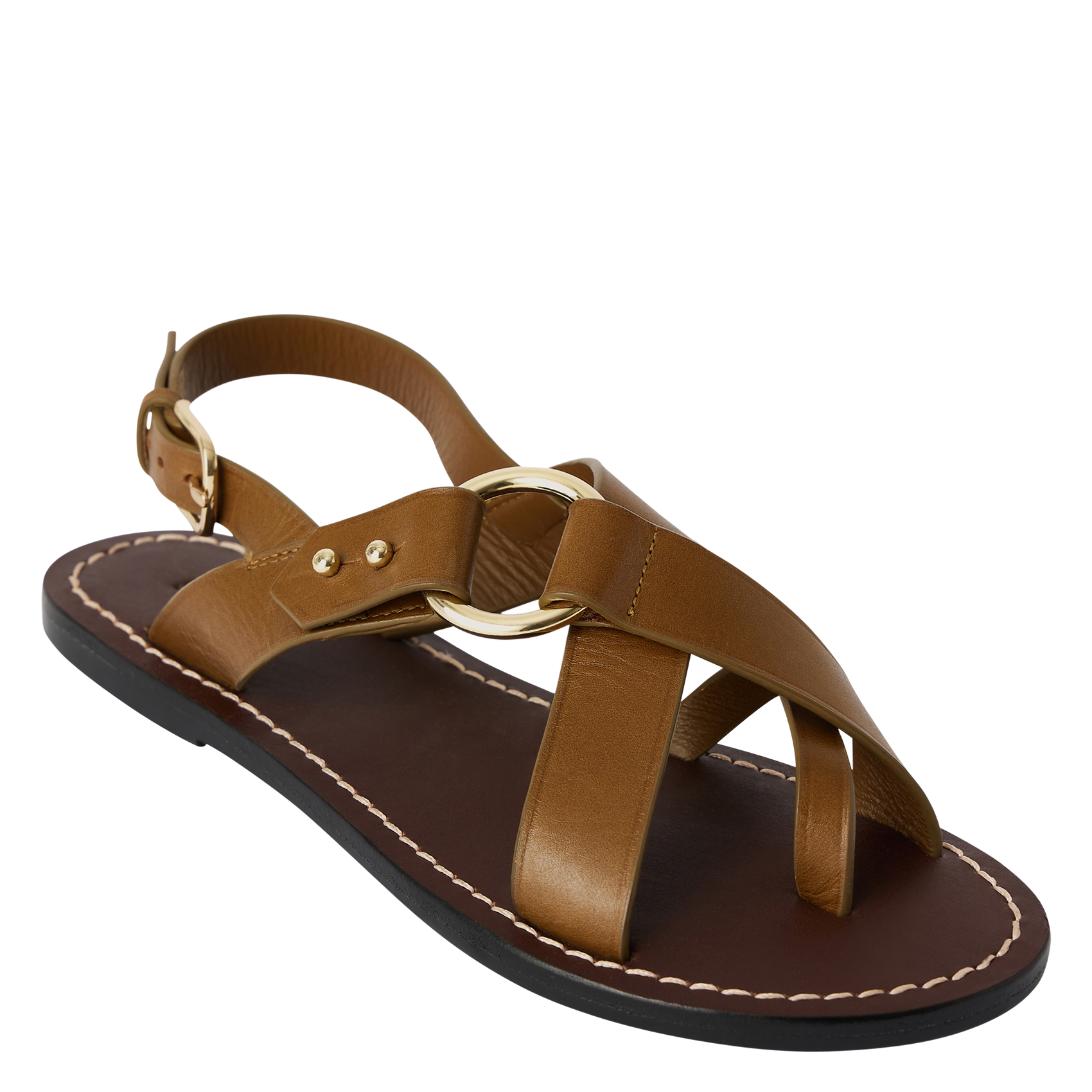 Sandales plates en cuir florence SOEUR Marron