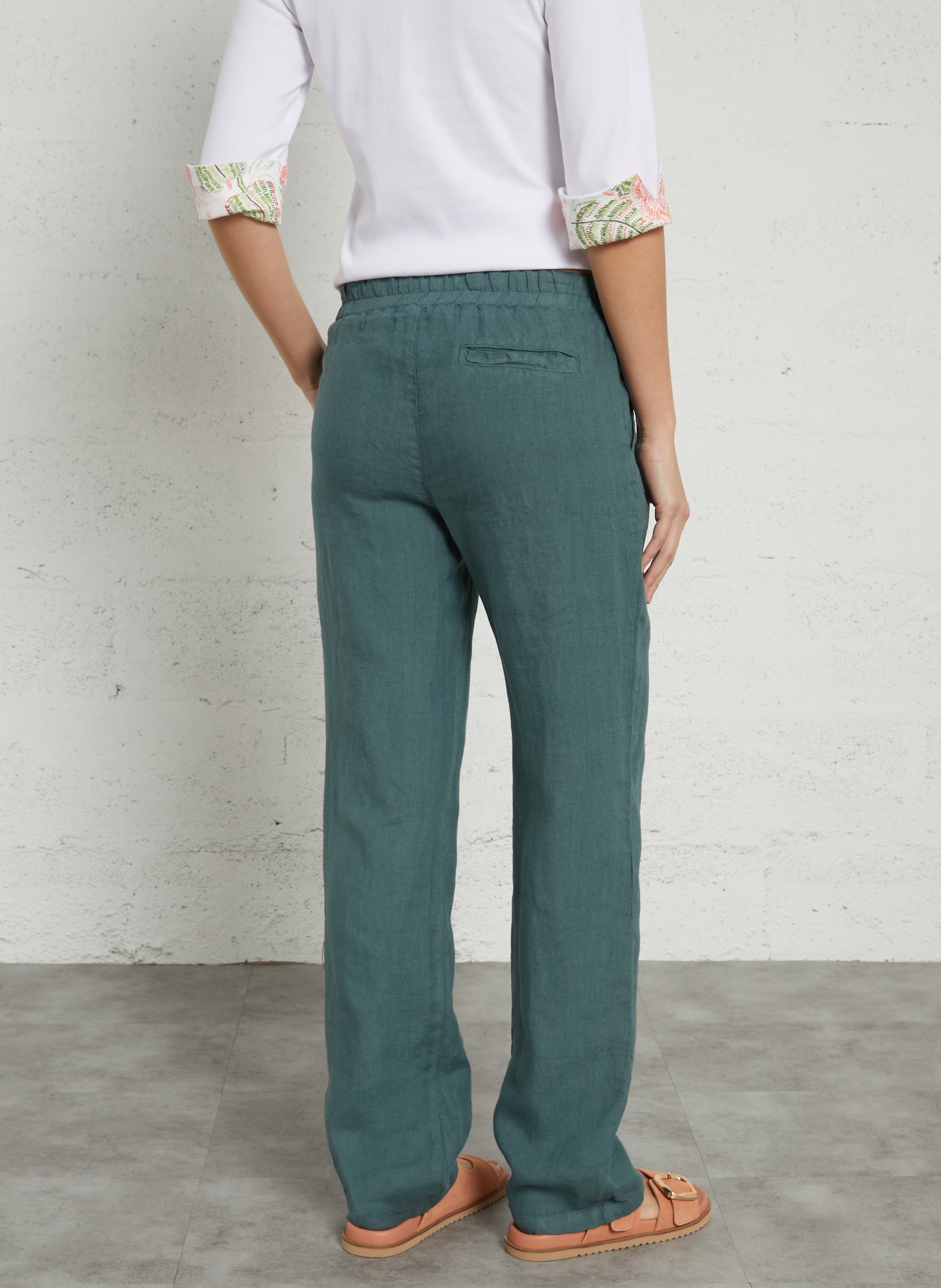 Pantalon droit en lin ARMOR-LUX Vert