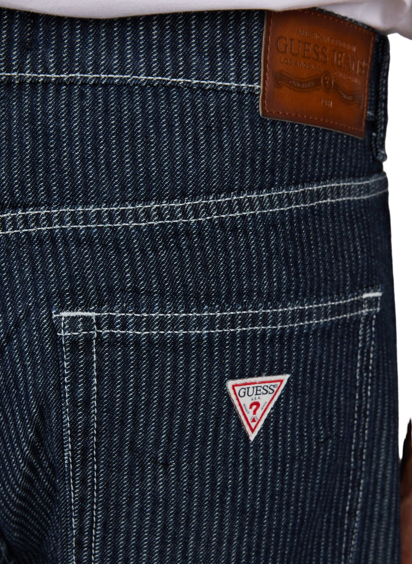 Jean à rayures en coton GUESS Bleu