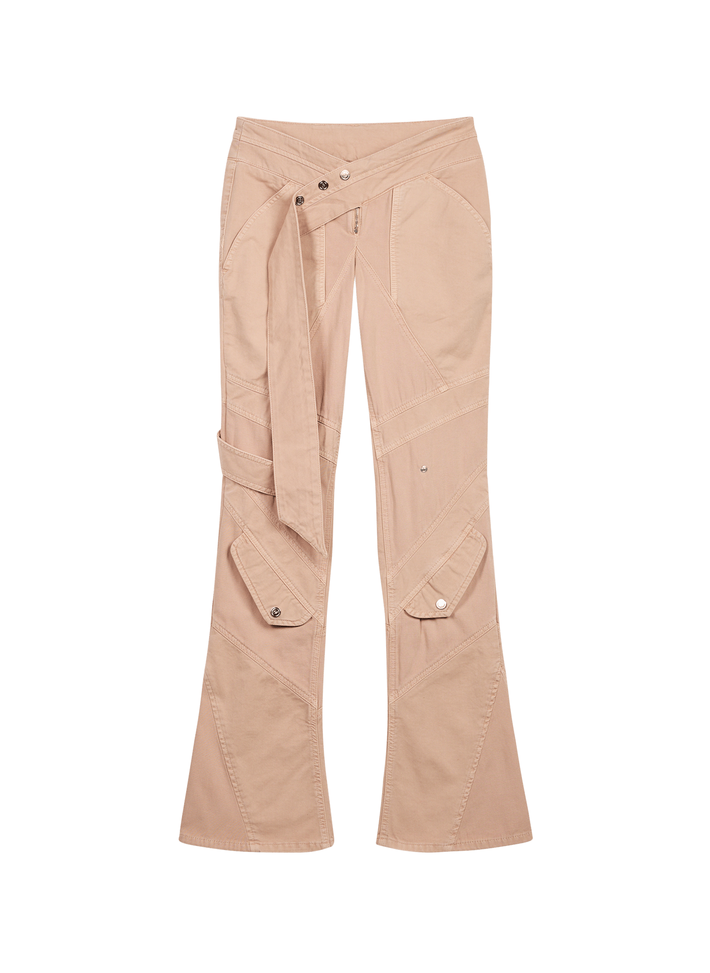 Jeans with asymmetrical belt and cotton inserts BLUMARINE Beige