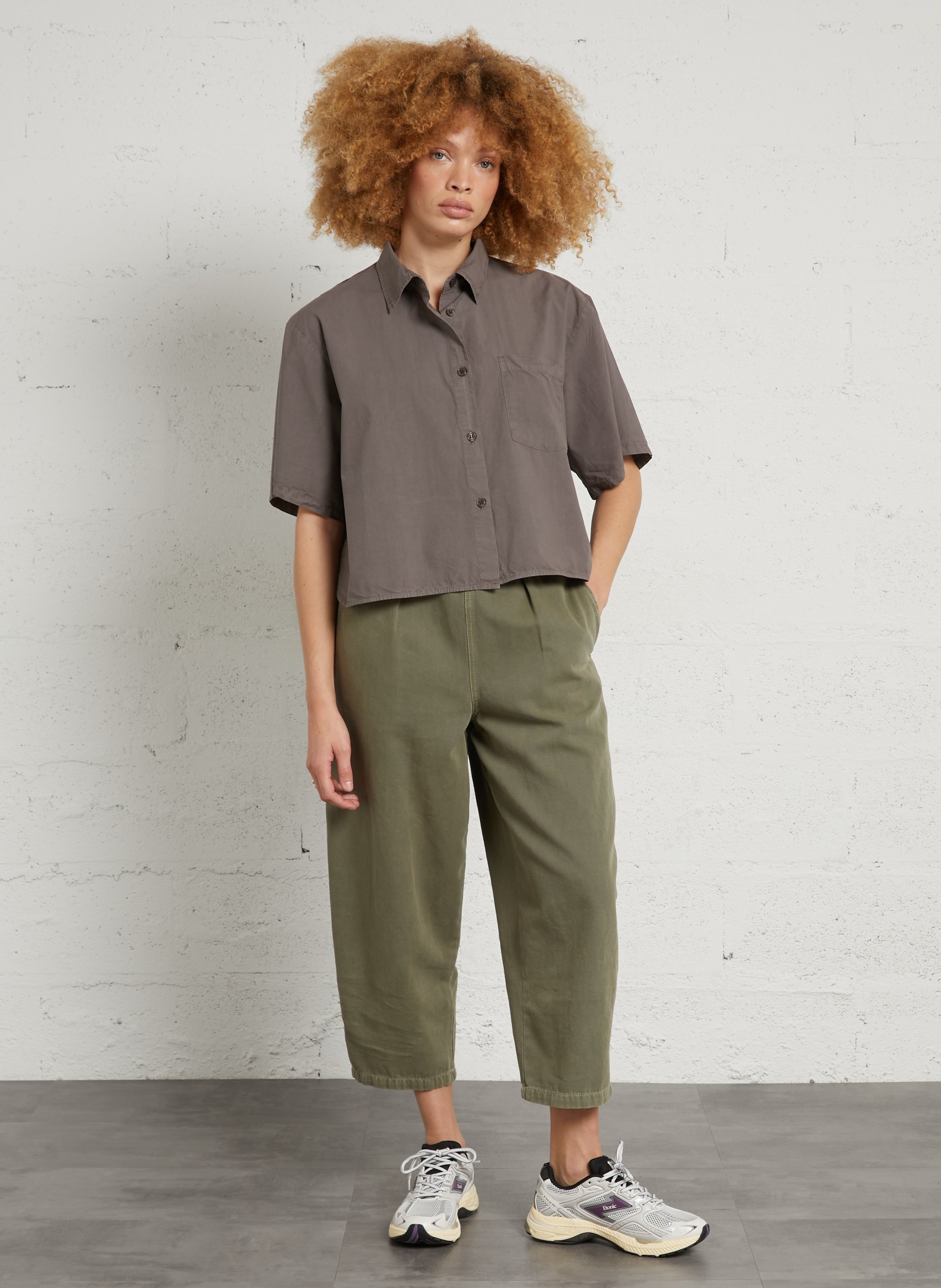 Chemise ample en coton bio bailow AMERICAN VINTAGE Gris