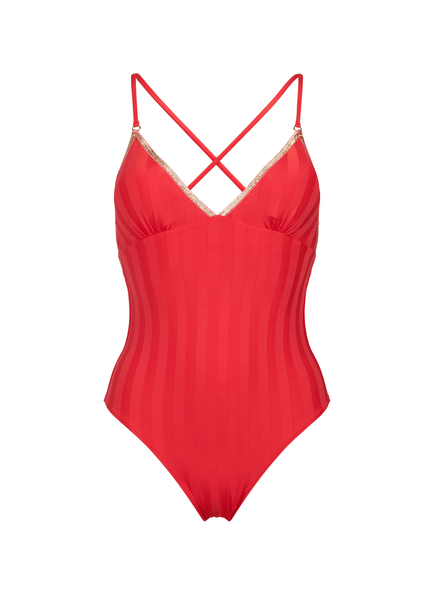 Striped open back one-piece swimsuit LA NOUVELLE Red